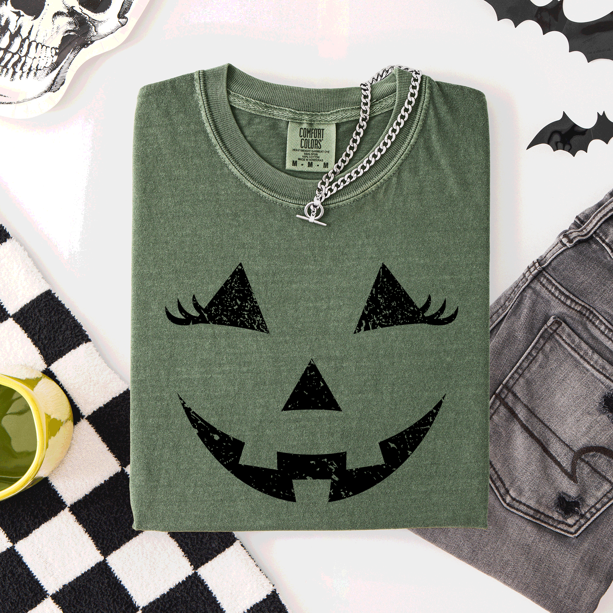 Jack O Lantern Halloween Cute Night Scene With A Playful Carved Pumpkin And Spooky Festive Vibes For Autumn Nights Comfort Colors Tee