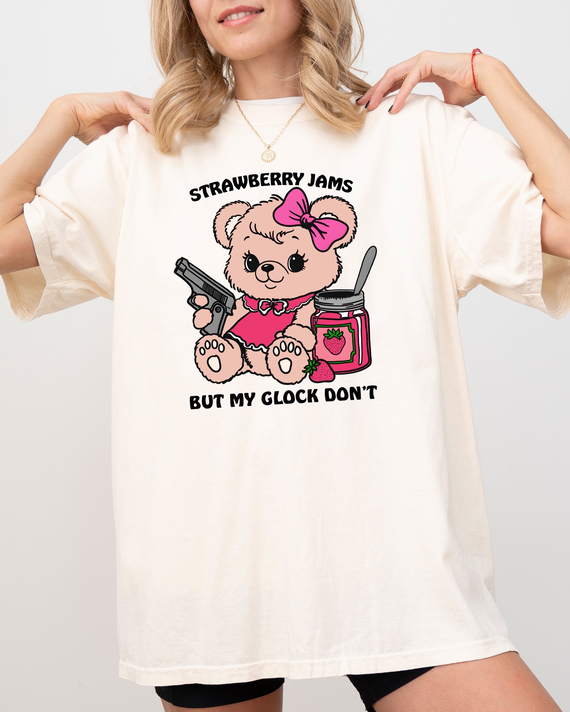 Teddy Strawberry Jams Glock Don't Meme Vintage Streetwear Style Quote Comfort Colors Tee