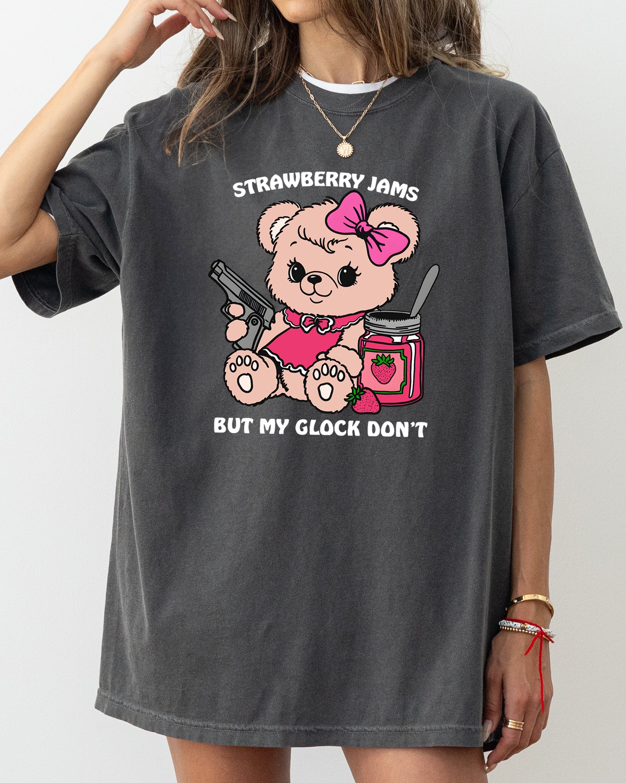 Teddy Strawberry Jams Glock Don't Meme Vintage Streetwear Style Quote Comfort Colors Tee