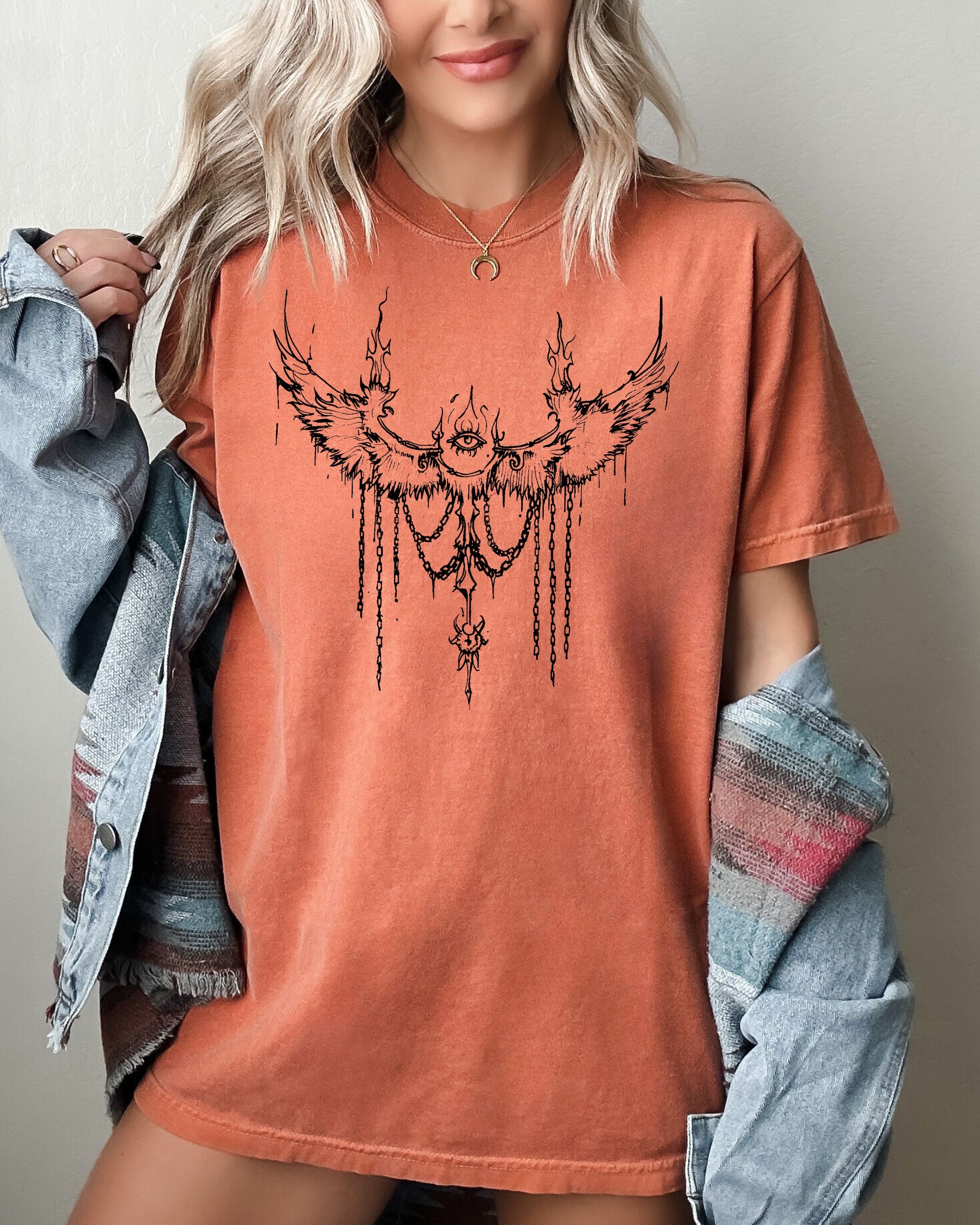 Cybersigilism Eye Wings Tribal Sigilism Magic Intricate Glyphs Comfort Colors Tee