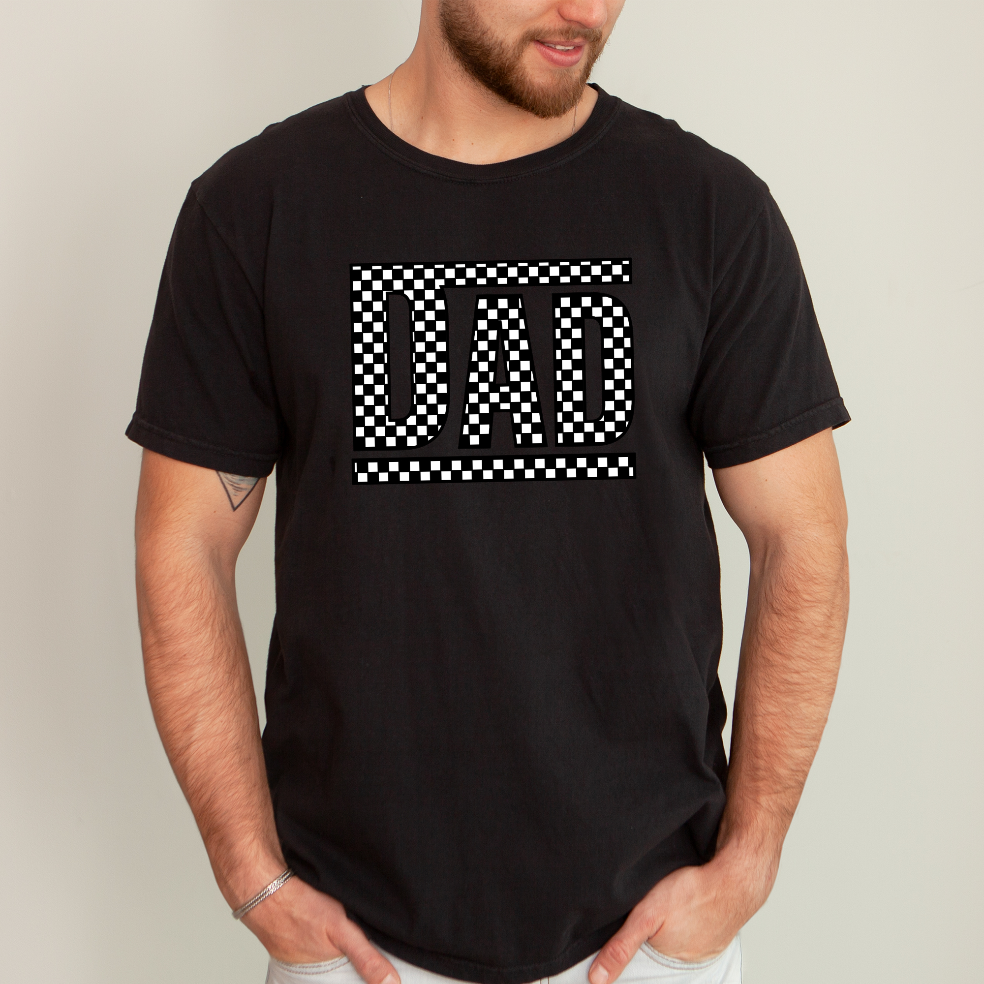 Dad Retro Checkered Heritage Style Icon Print For Dads And Everyday Casual Wardrobe Comfort Colors Tee