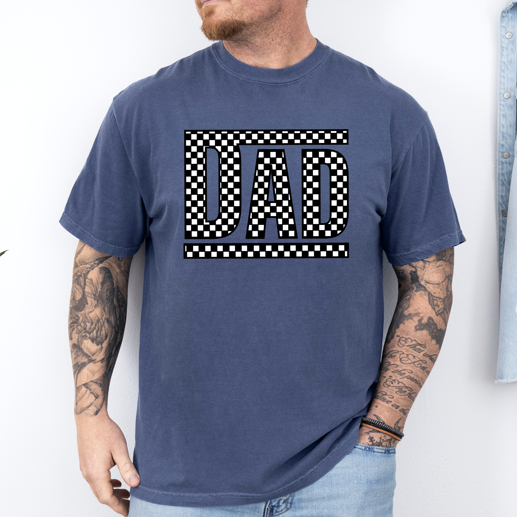 Dad Retro Checkered Heritage Style Icon Print For Dads And Everyday Casual Wardrobe Comfort Colors Tee