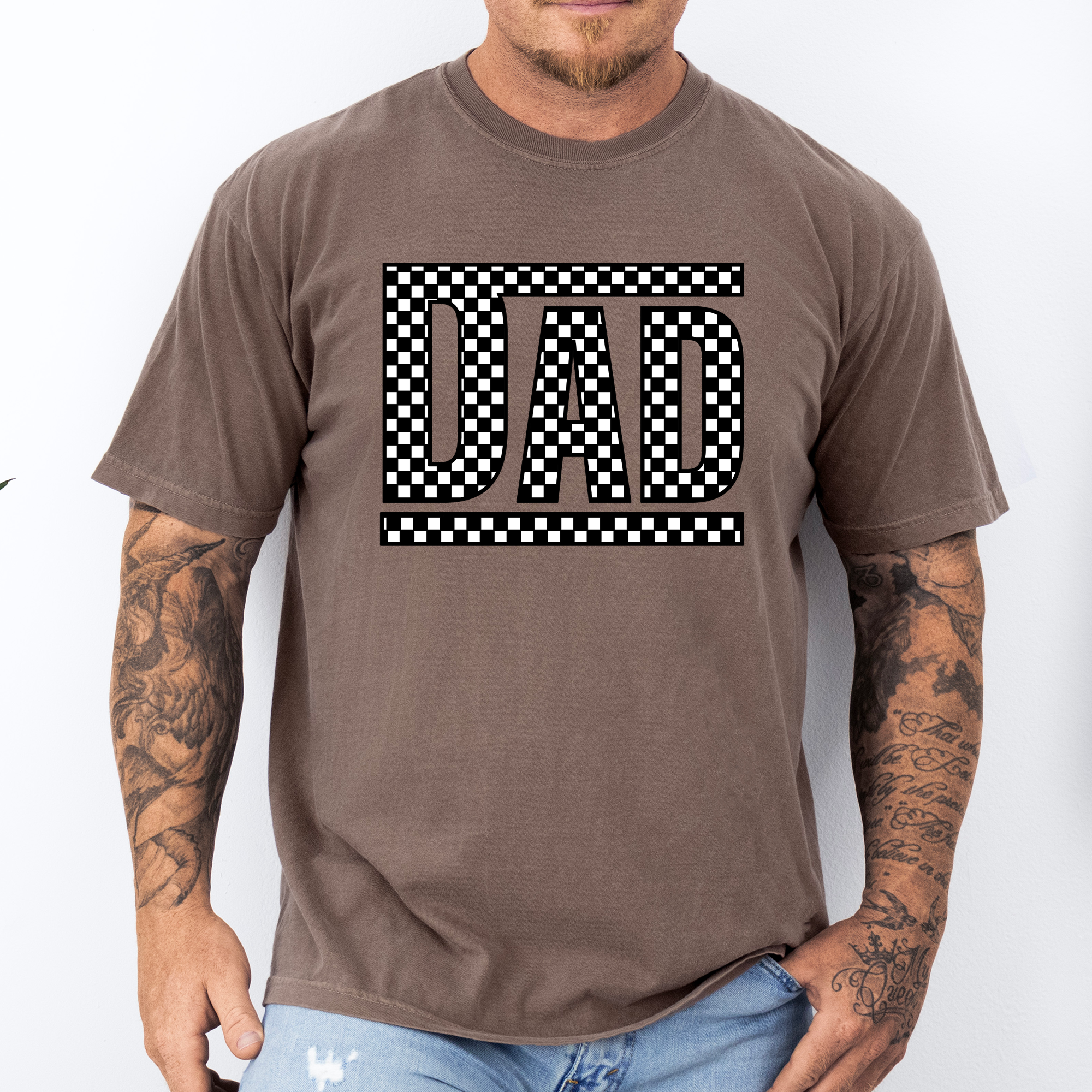 Dad Retro Checkered Heritage Style Icon Print For Dads And Everyday Casual Wardrobe Comfort Colors Tee