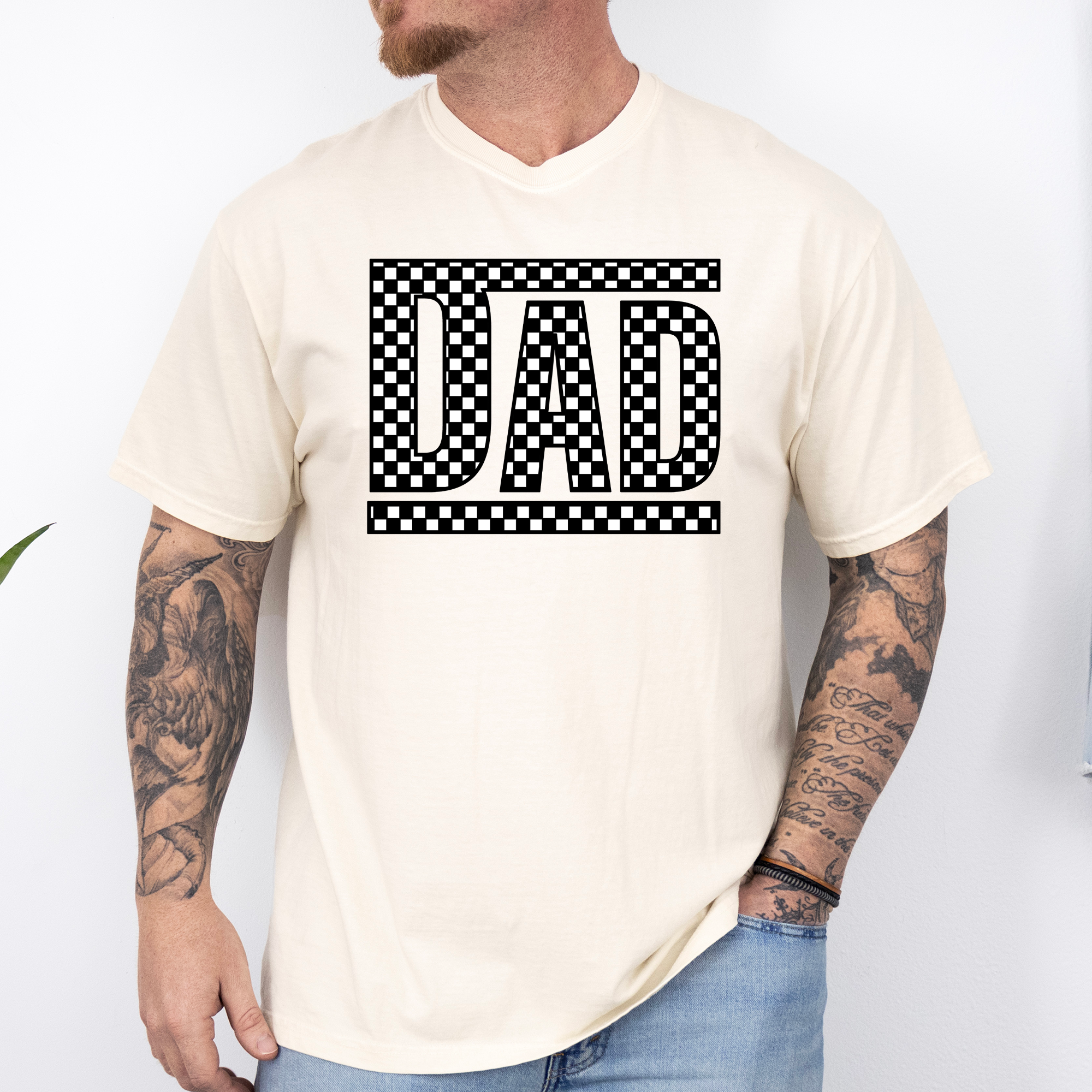 Dad Retro Checkered Heritage Style Icon Print For Dads And Everyday Casual Wardrobe Comfort Colors Tee