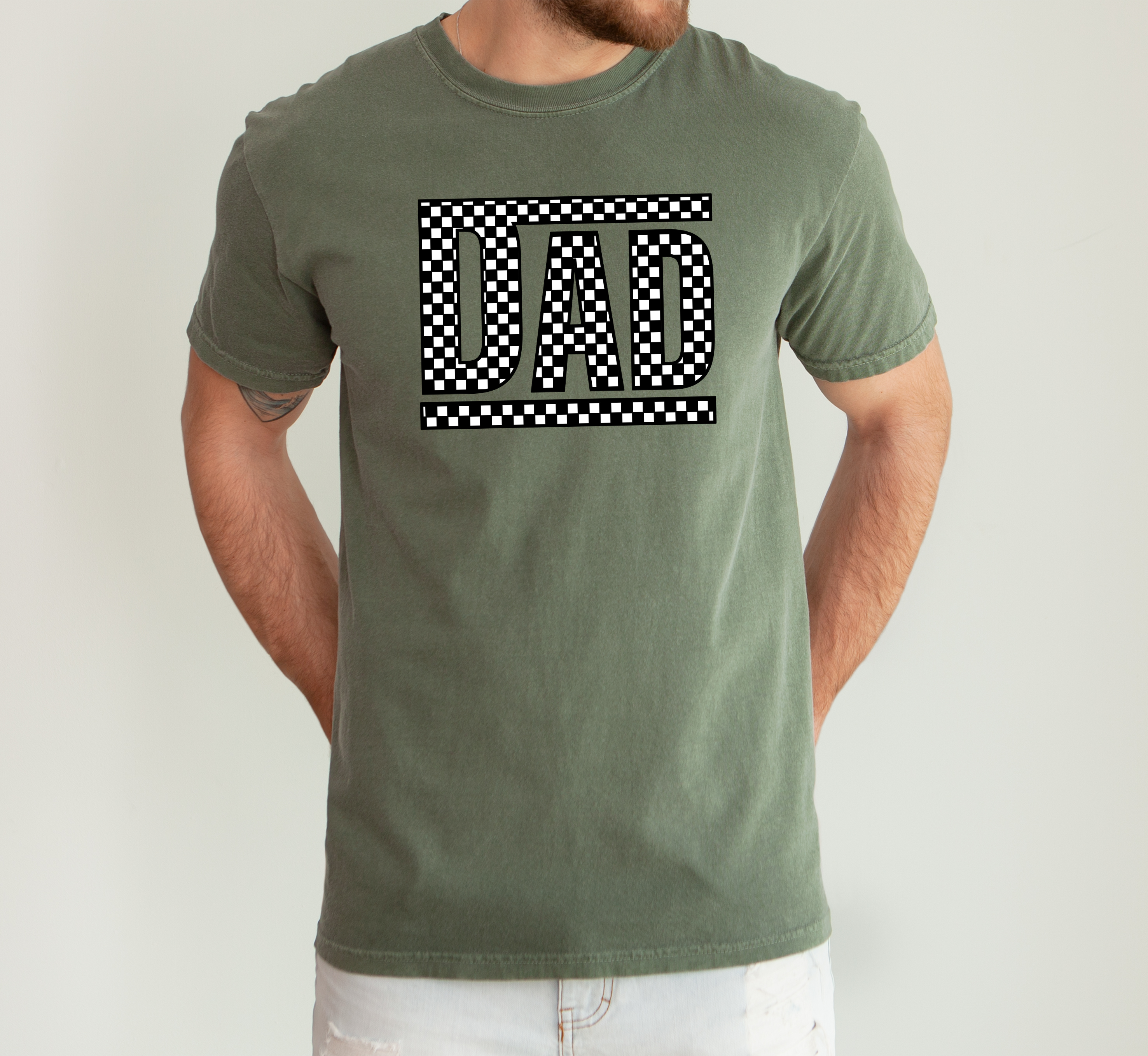 Dad Retro Checkered Heritage Style Icon Print For Dads And Everyday Casual Wardrobe Comfort Colors Tee