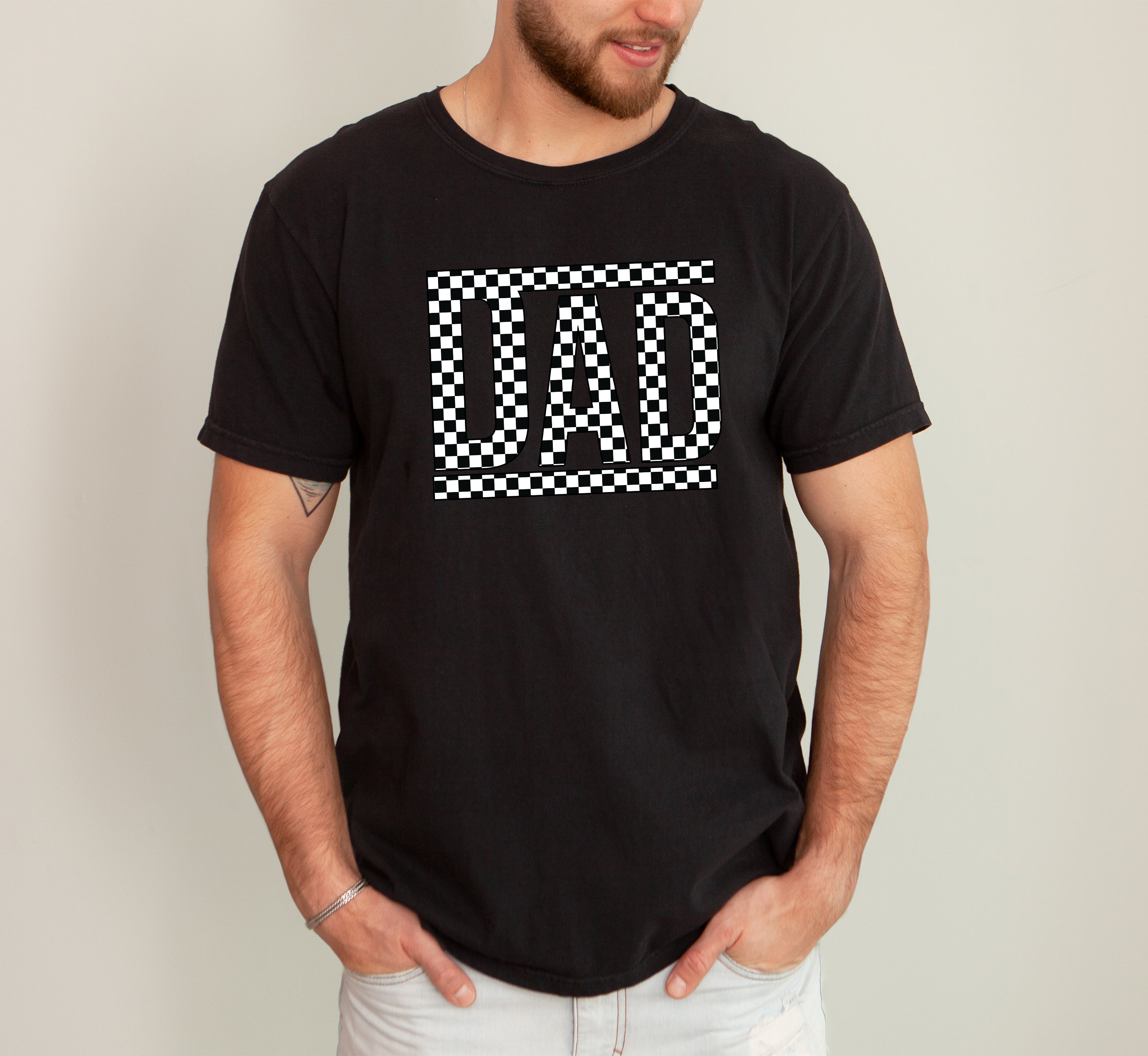 Dad Retro Checkered Vintage Father's Day Classic Americana Style Comfort Colors Tee