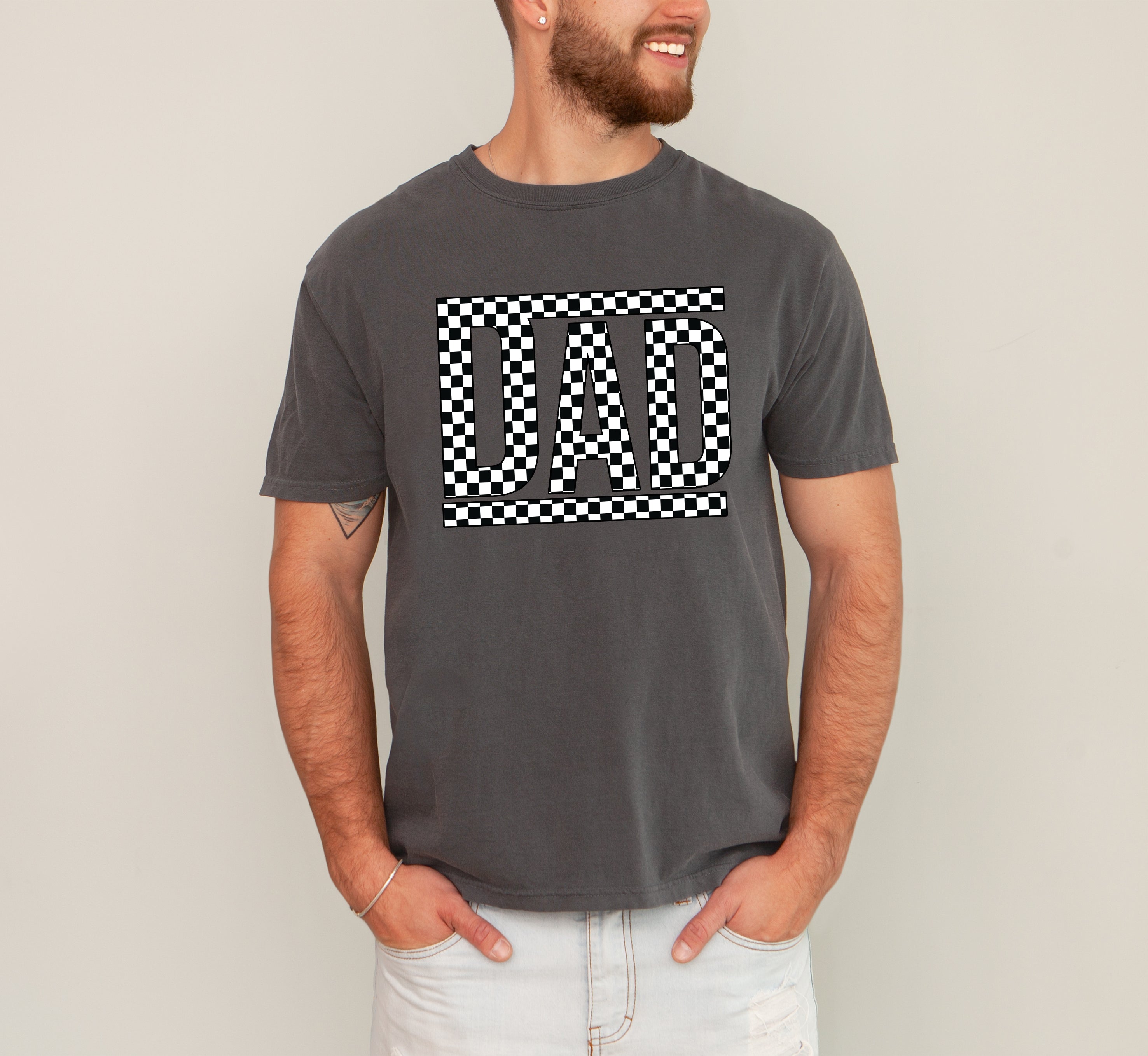 Dad Retro Checkered Vintage Father's Day Classic Americana Style Comfort Colors Tee