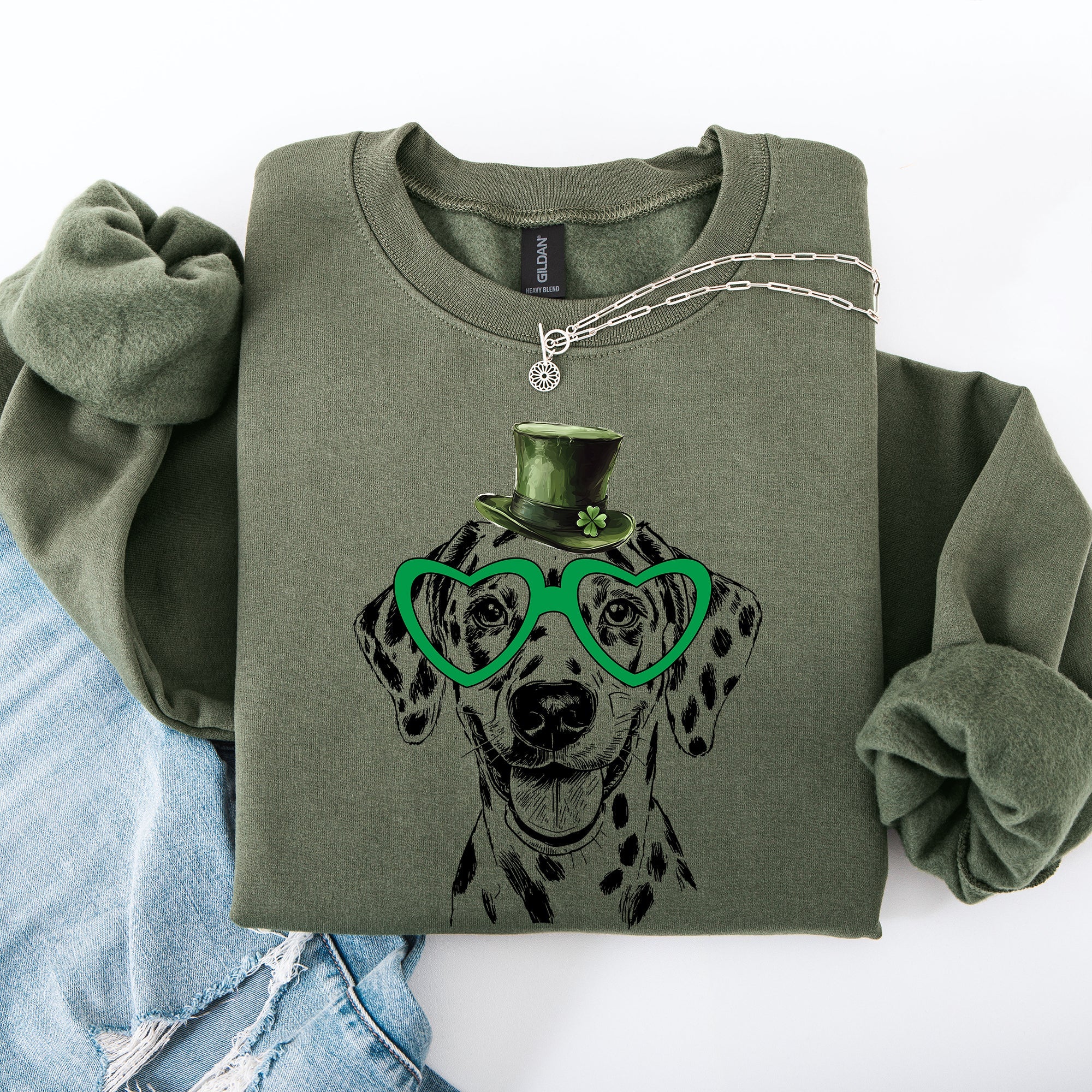 Dalmatian Adorable Dog St Patrick's Day Lucky Irish Charm Graphic Cozy Sweatshirt