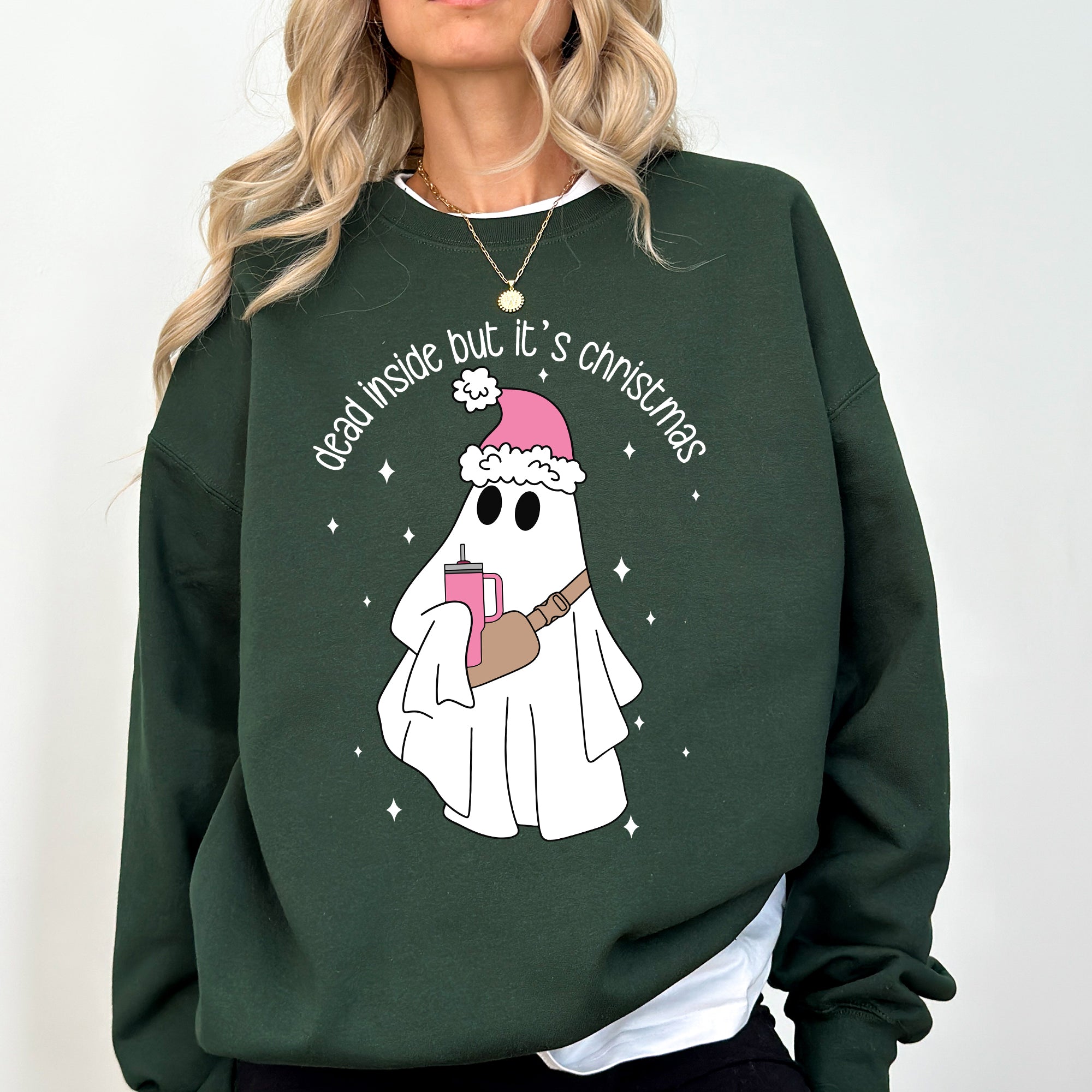 Dead Inside But It's Christmas Ghost Santa Bougie Winter Xmas Holiday Vibes Edition Sweatshirt