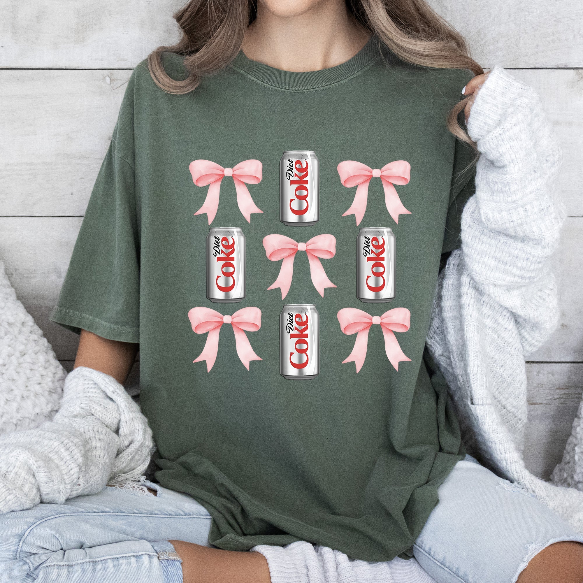 Diet Coke Soft Drink Coquette Preppy Soda Pop Bows Vintage Inspired Graphic Comfort Colors Tee