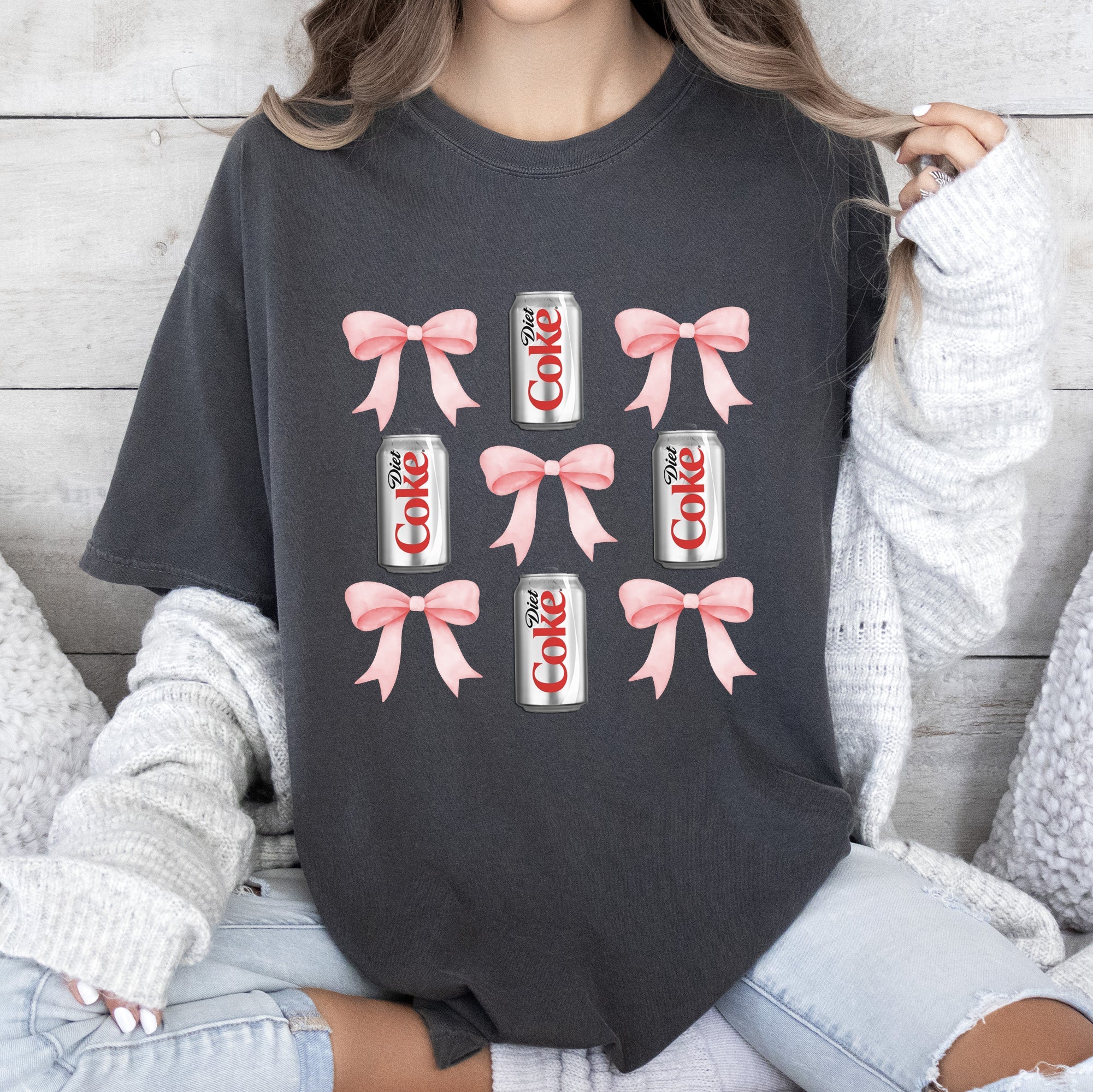 Diet Coke Soft Drink Coquette Preppy Soda Pop Bows Vintage Inspired Graphic Comfort Colors Tee