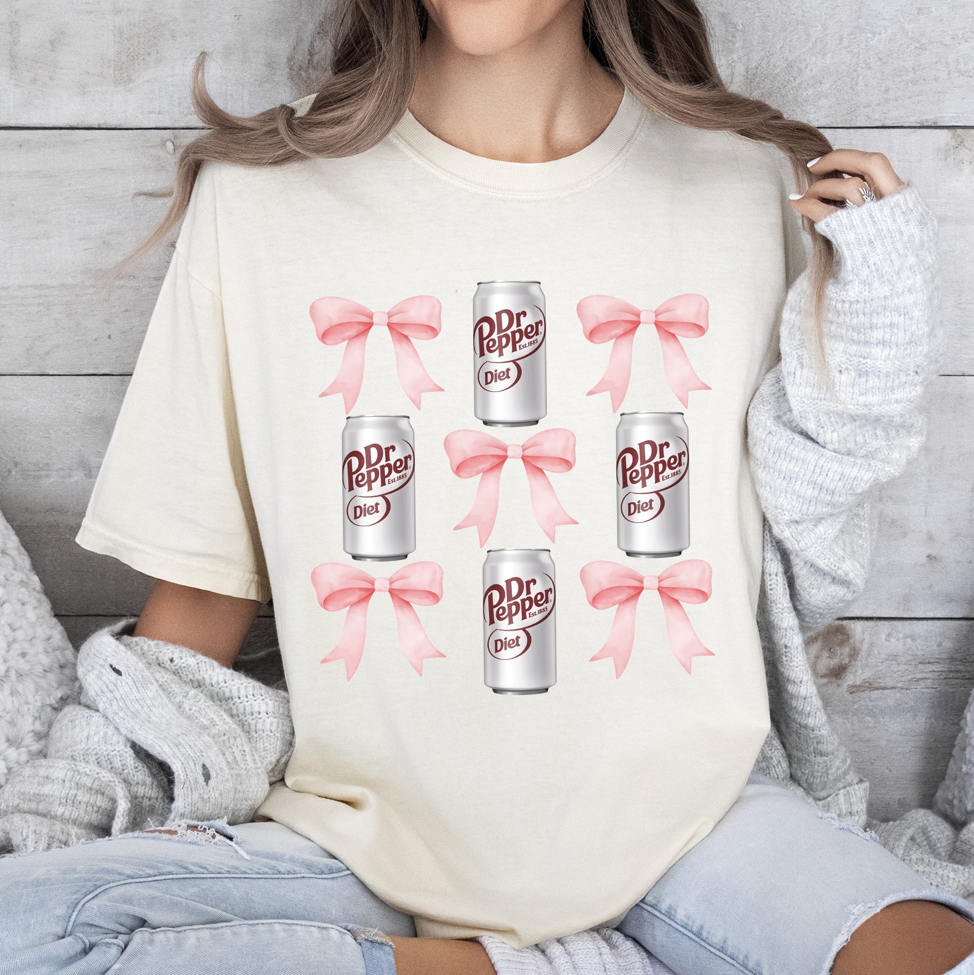 Diet Dr Pepper Soft Drink Coquette Preppy Soda Pop Bows Vintage Comfort Colors Tee
