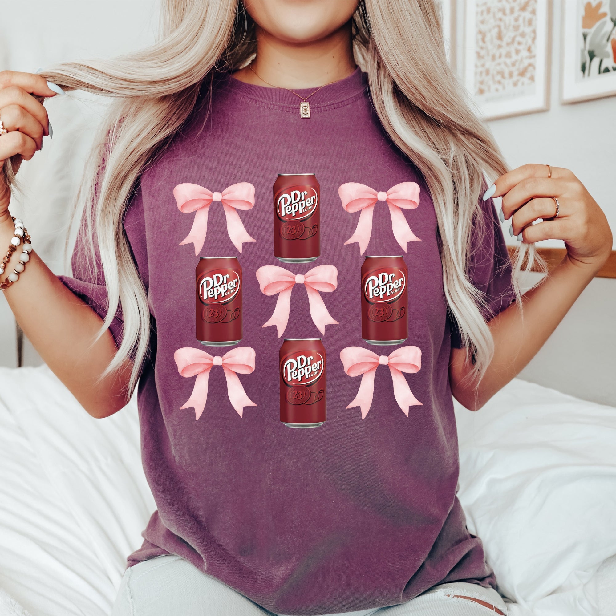 Dr Pepper Coquette Preppy Soda Pop Bow Vintage Charm Retro Style Comfort Colors Tee