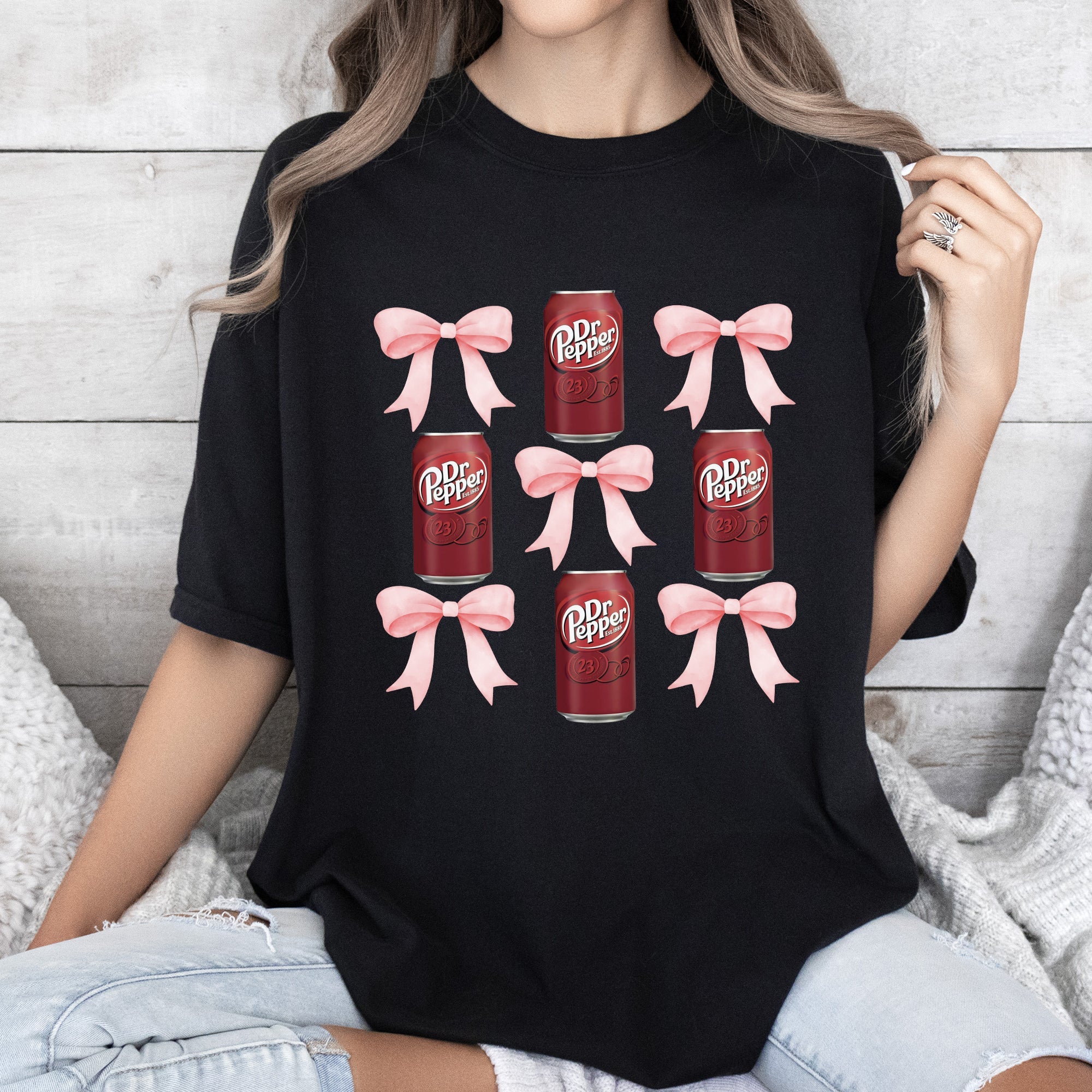 Dr Pepper Coquette Preppy Soda Pop Bow Vintage Charm Retro Style Comfort Colors Tee