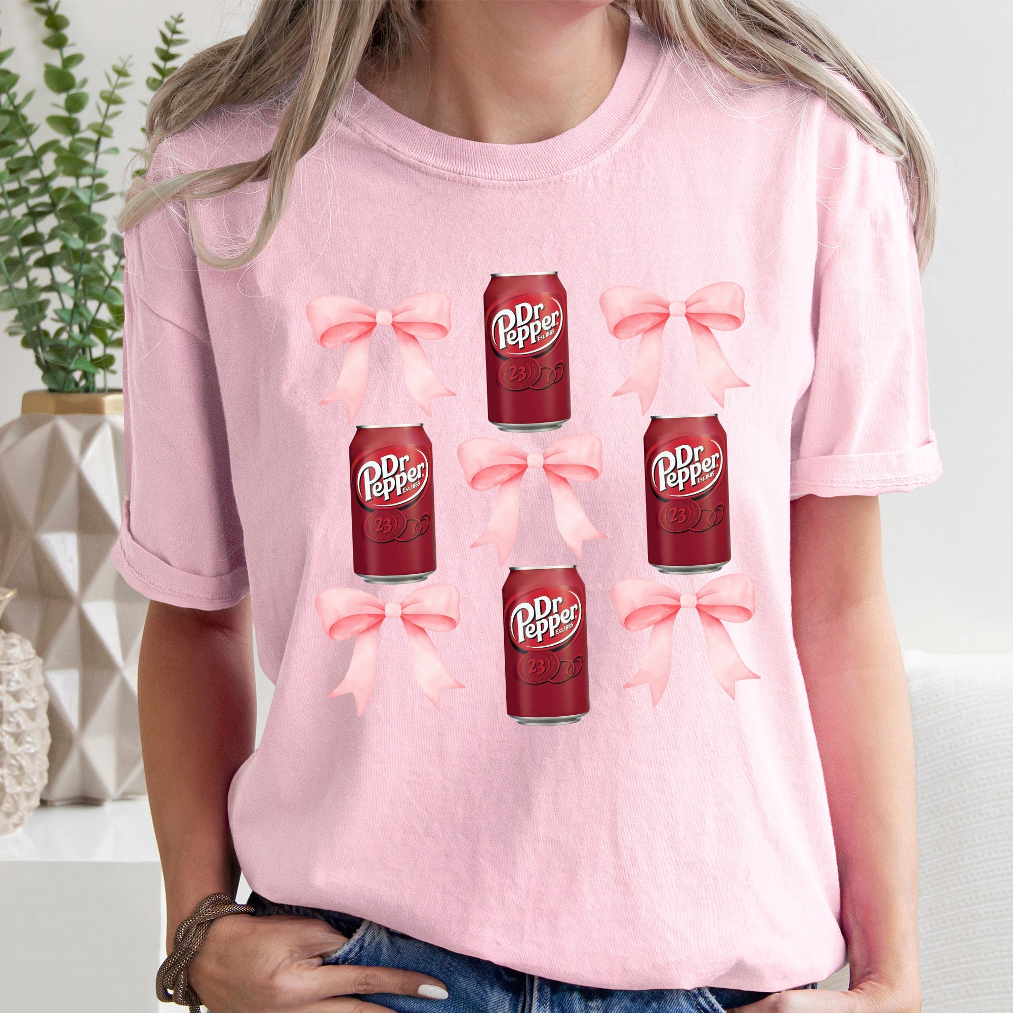 Dr Pepper Coquette Preppy Soda Pop Bow Vintage Charm Retro Style Comfort Colors Tee