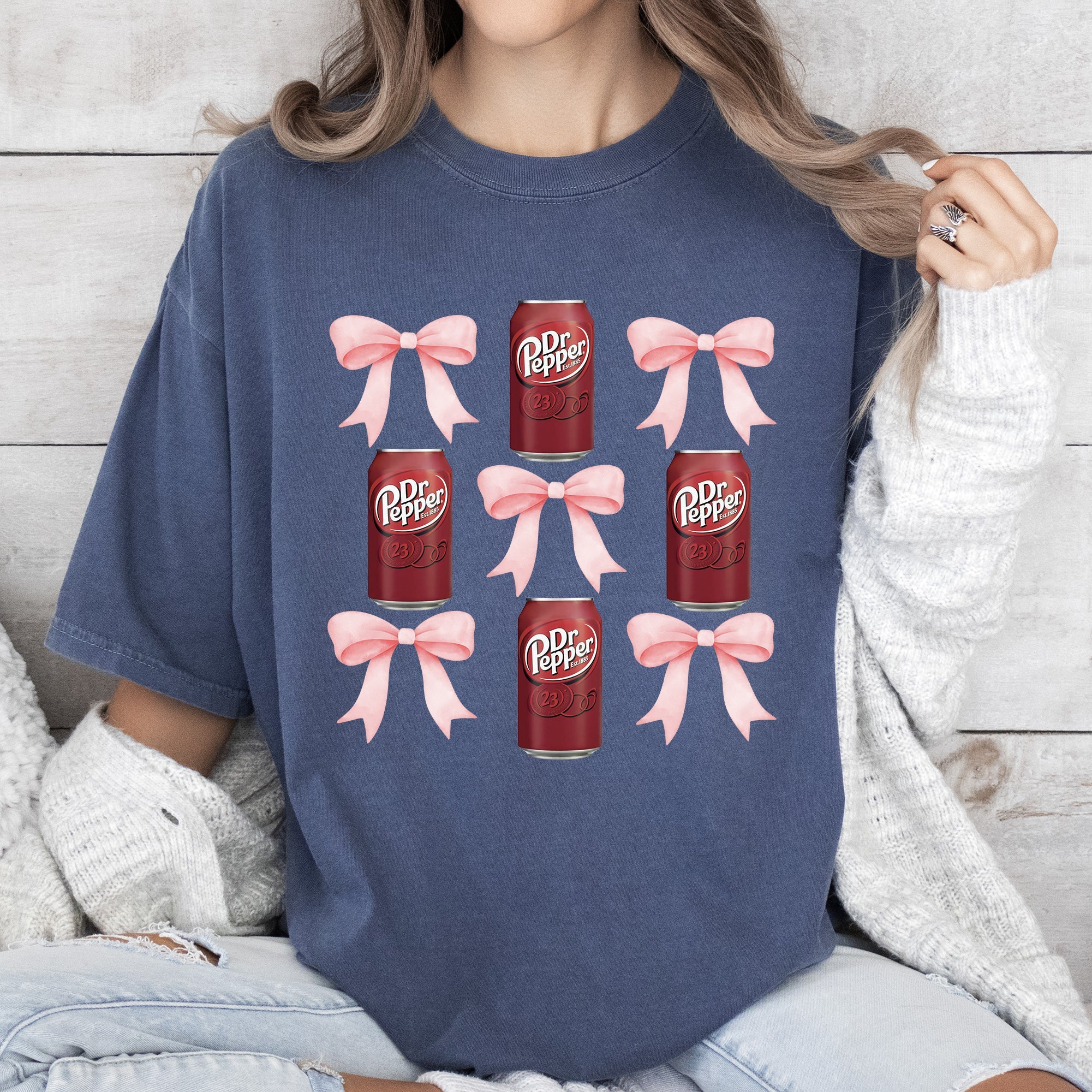 Dr Pepper Coquette Preppy Soda Pop Bow Vintage Charm Retro Style Comfort Colors Tee