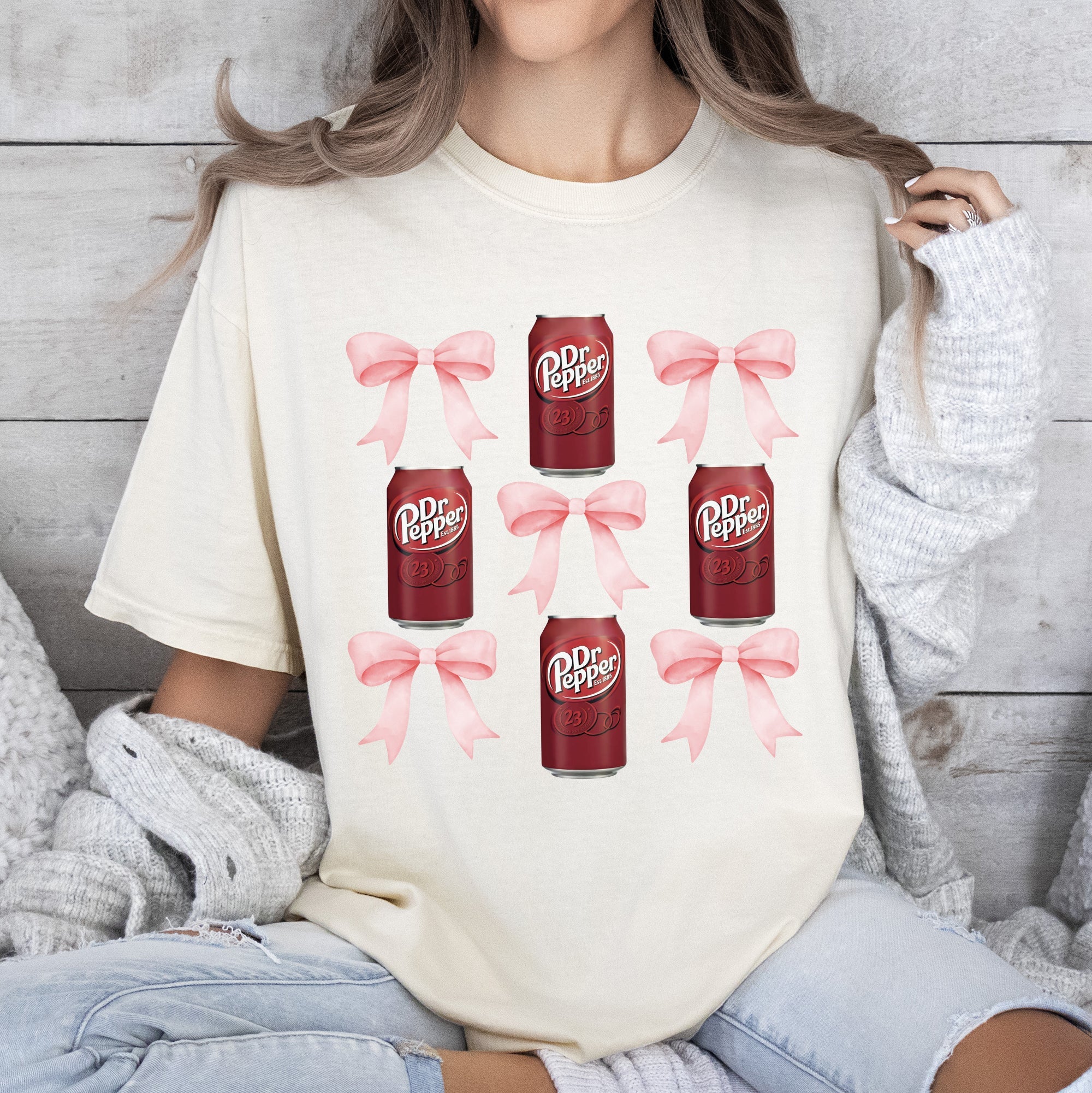 Dr Pepper Coquette Preppy Soda Pop Bow Vintage Charm Retro Style Comfort Colors Tee
