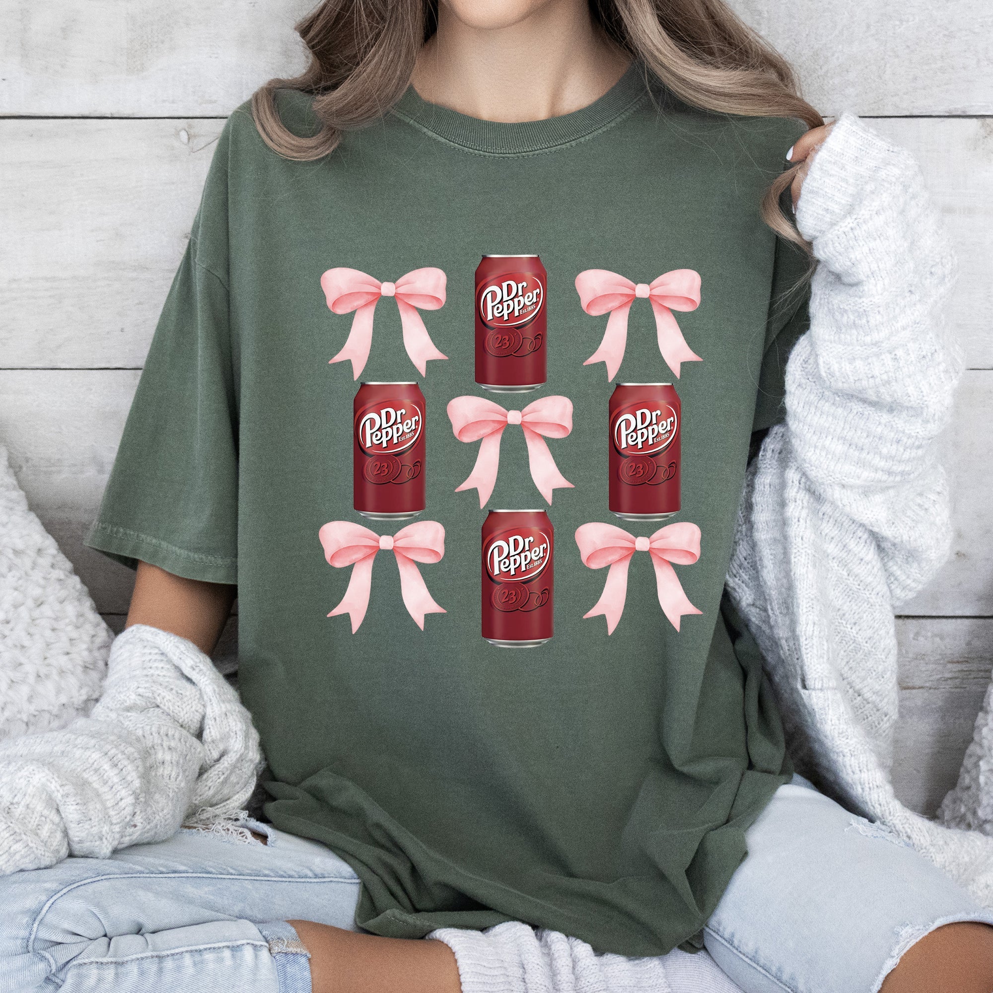 Dr Pepper Coquette Preppy Soda Pop Bow Vintage Charm Retro Style Comfort Colors Tee