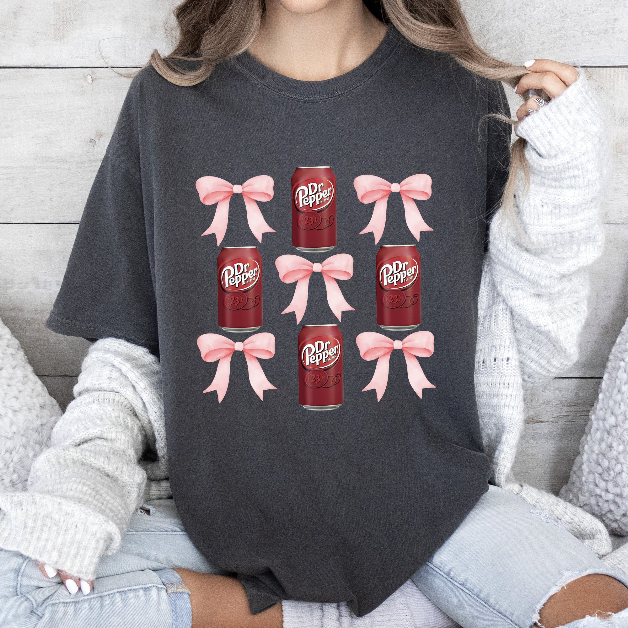 Dr Pepper Coquette Preppy Soda Pop Bow Vintage Charm Retro Style Comfort Colors Tee