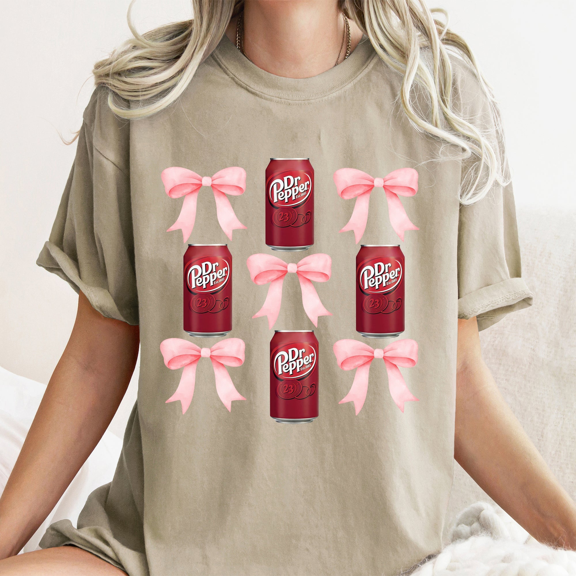 Dr Pepper Coquette Preppy Soda Pop Bow Vintage Charm Retro Style Comfort Colors Tee