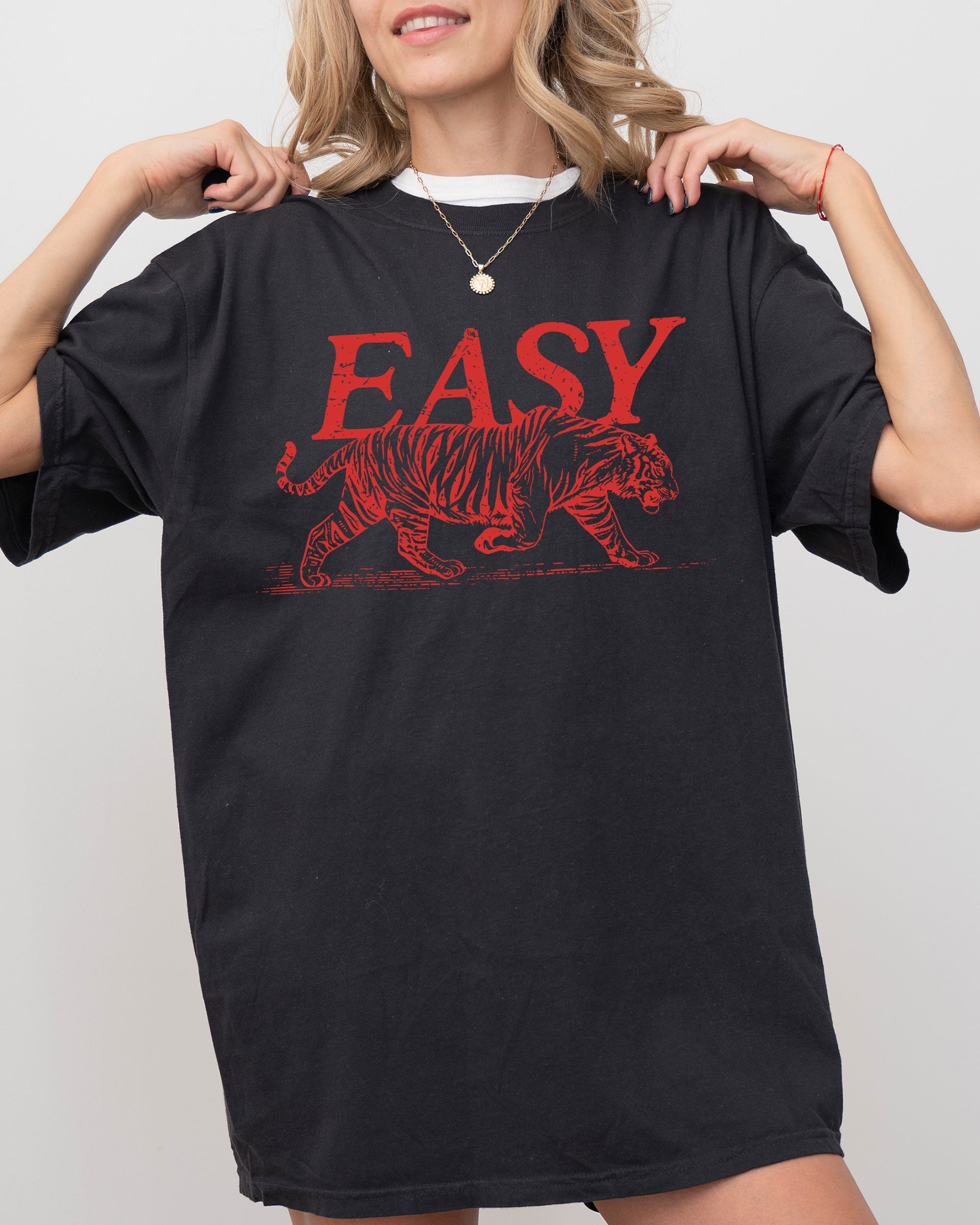 Easy Tiger Graphic Comfort Colors Tee With Vintage Retro Festival Summer Design Style Apparel