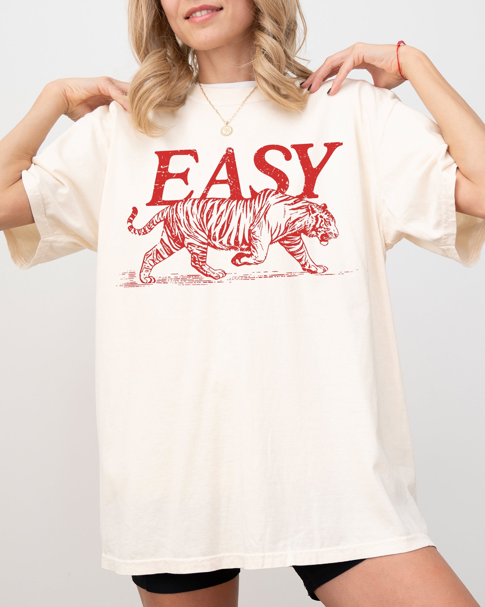 Easy Tiger Graphic Comfort Colors Tee With Vintage Retro Festival Summer Design Style Apparel