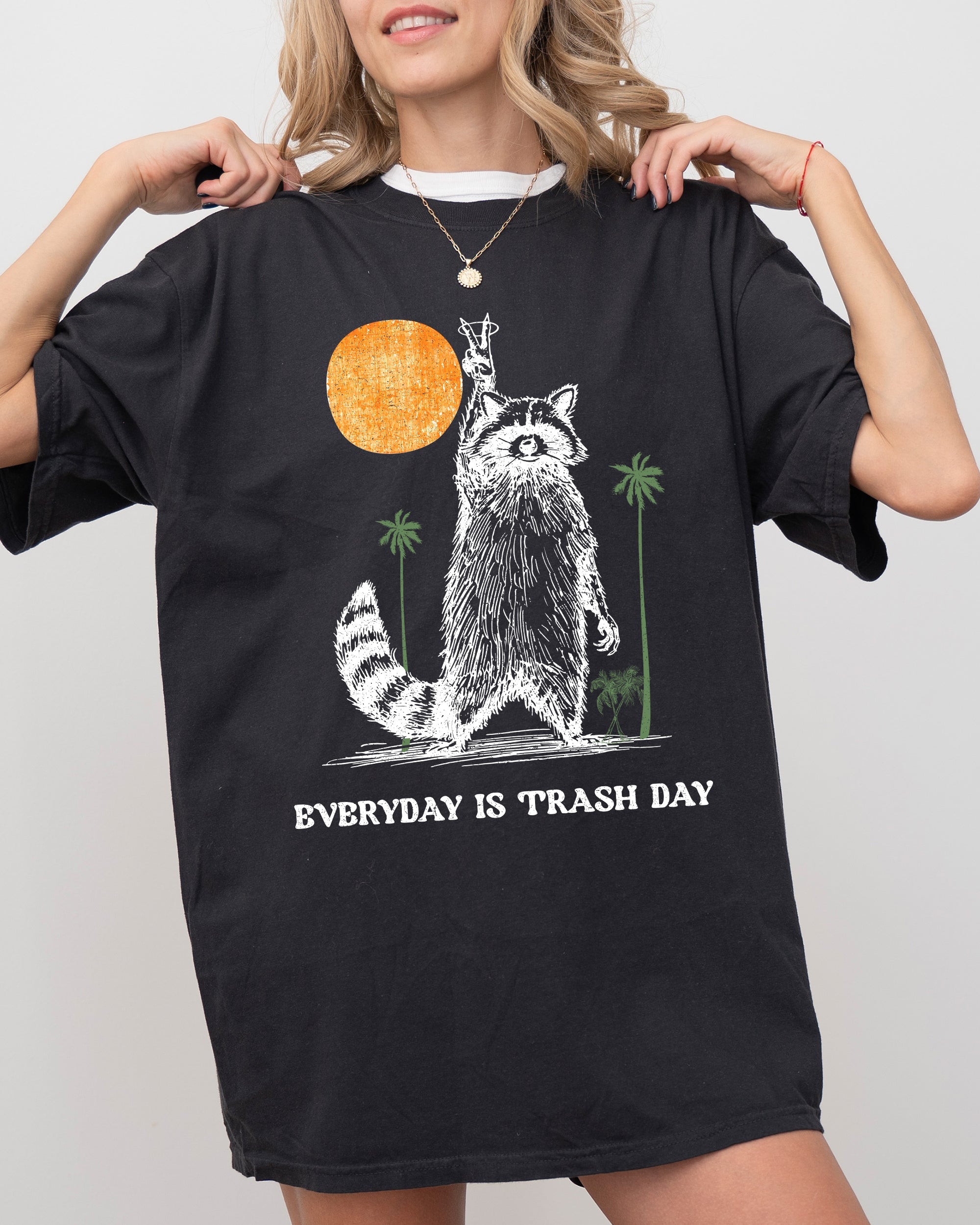 Everyday Is Trash Day Raccoon Meme Vintage Inspired Illustration Comfort Colors Tee