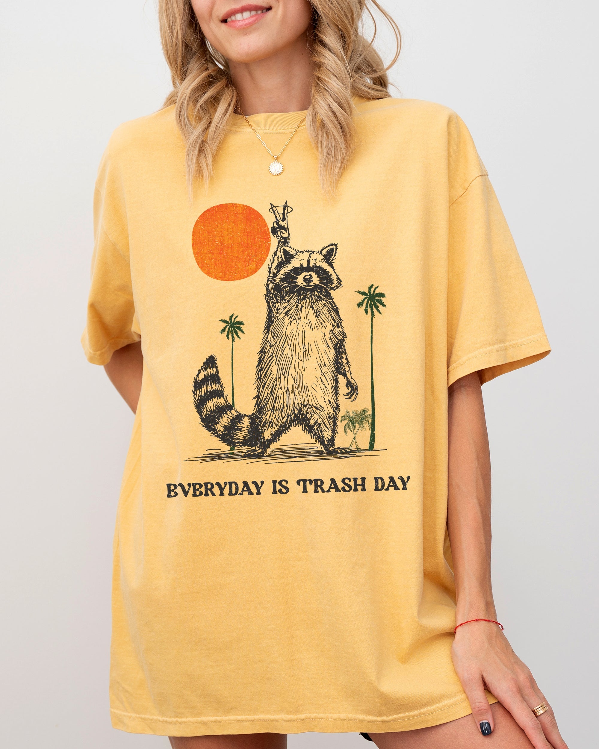 Everyday Is Trash Day Raccoon Meme Vintage Inspired Illustration Comfort Colors Tee