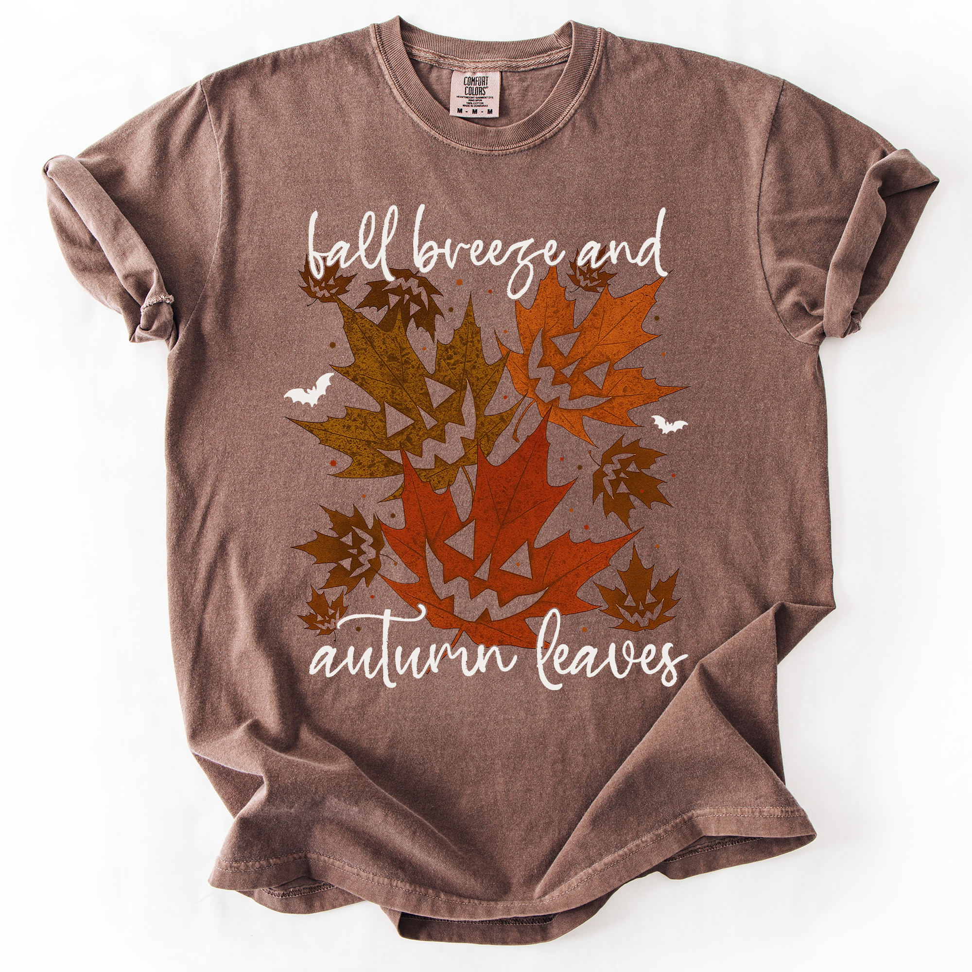 Fall Breeze and Autumn Leaves Vintage Checkered Pumpkin Graphic Comfort Colors Tee