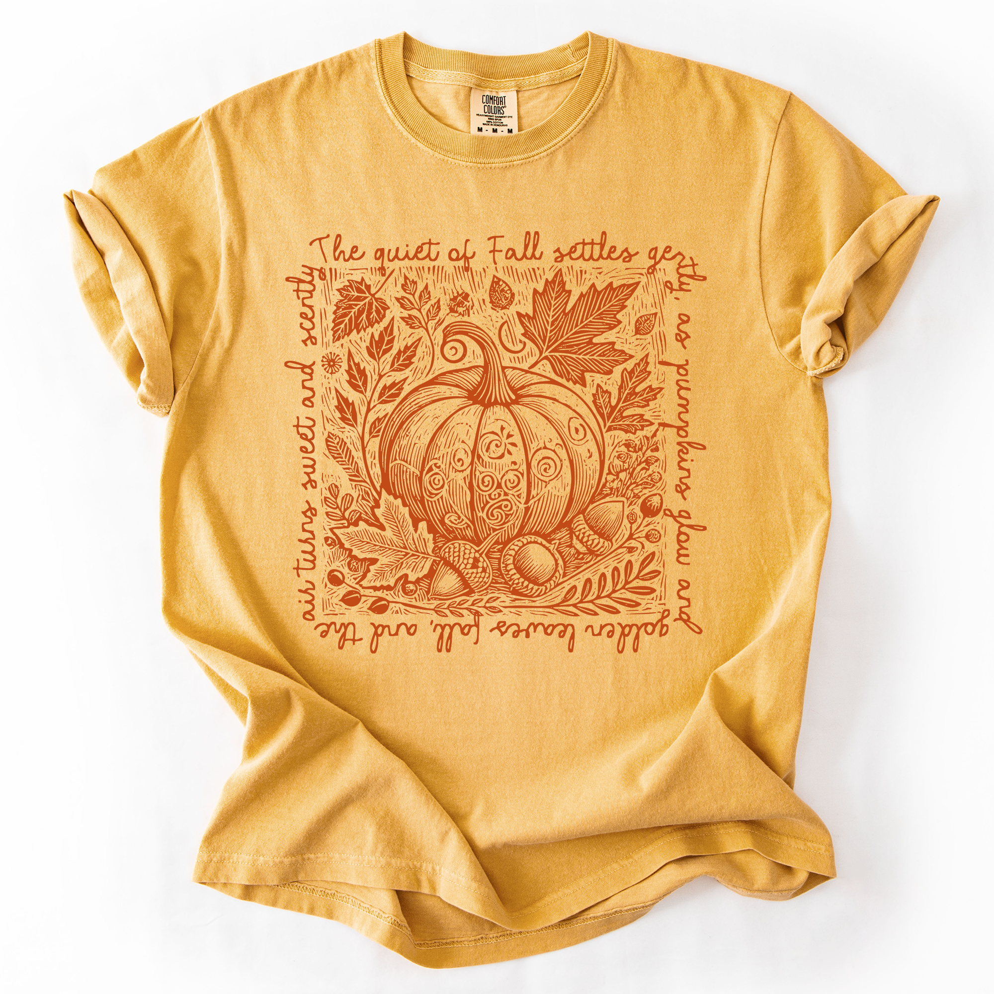 Fall Harvest Market Checkered Pumpkin Autumn Minimalist Vintage Inspired Comfort Colors Tee