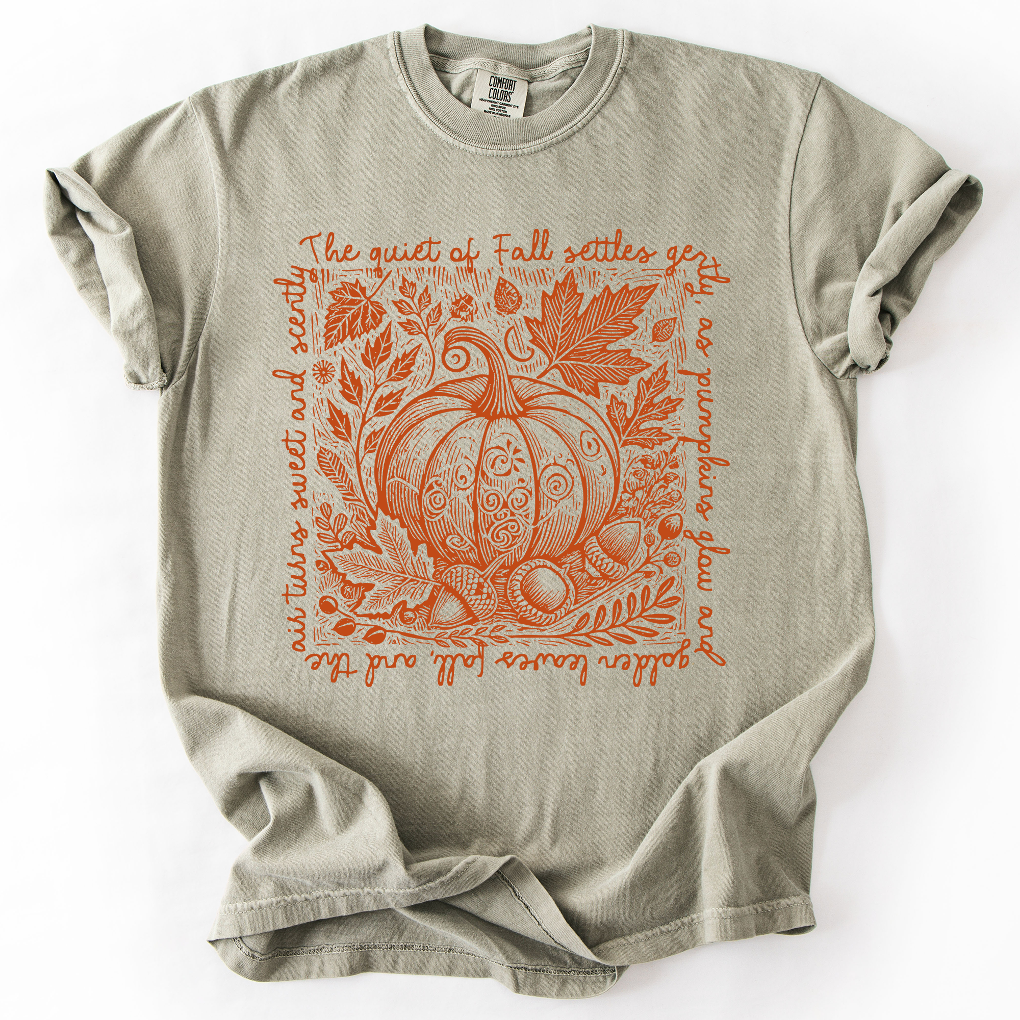 Fall Harvest Market Checkered Pumpkin Autumn Minimalist Vintage Inspired Comfort Colors Tee