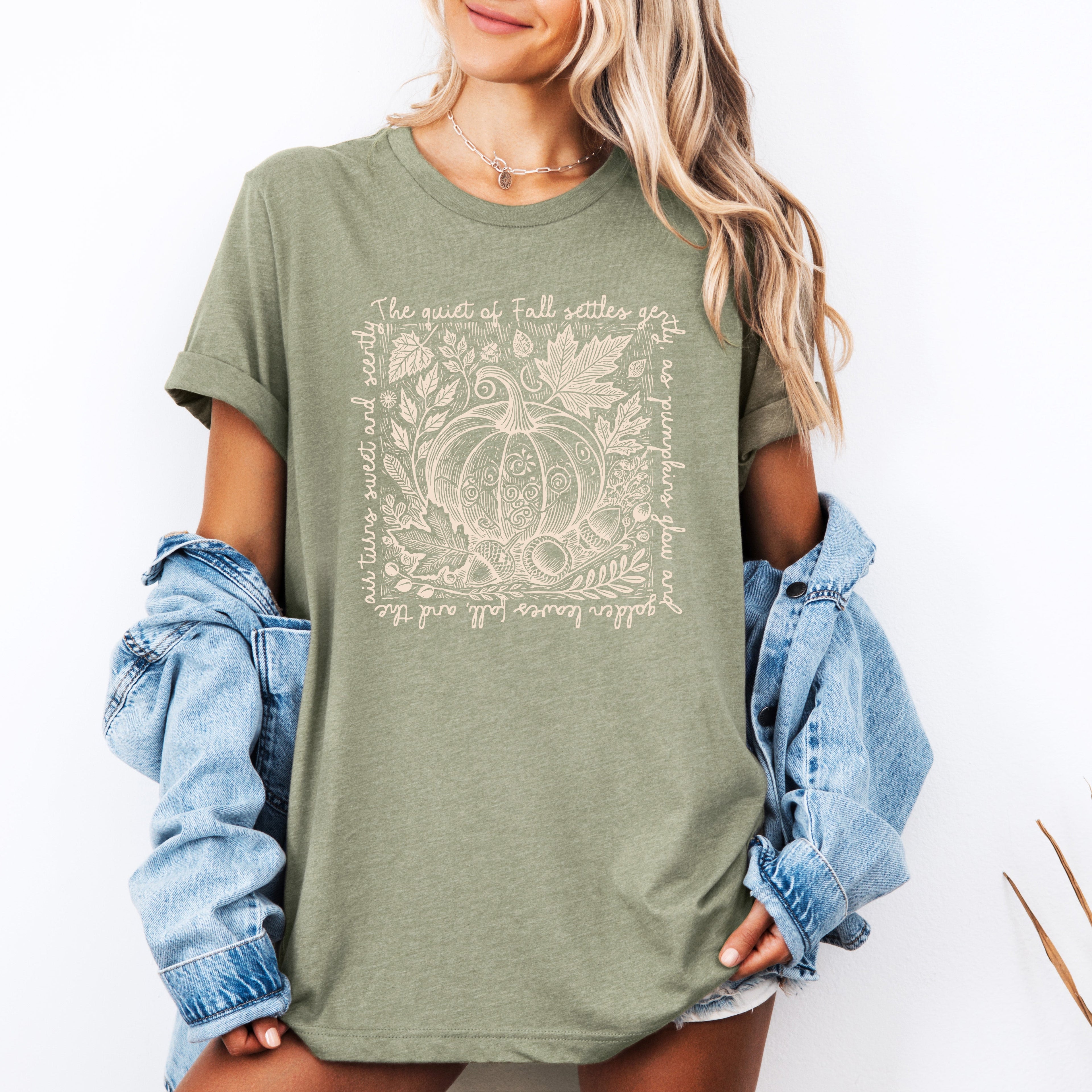 Fall Quote Pumpkin Autumn Minimalist Cozy Harvest Inspiration Cozy Autumn Harvest Vibes Graphic Tee