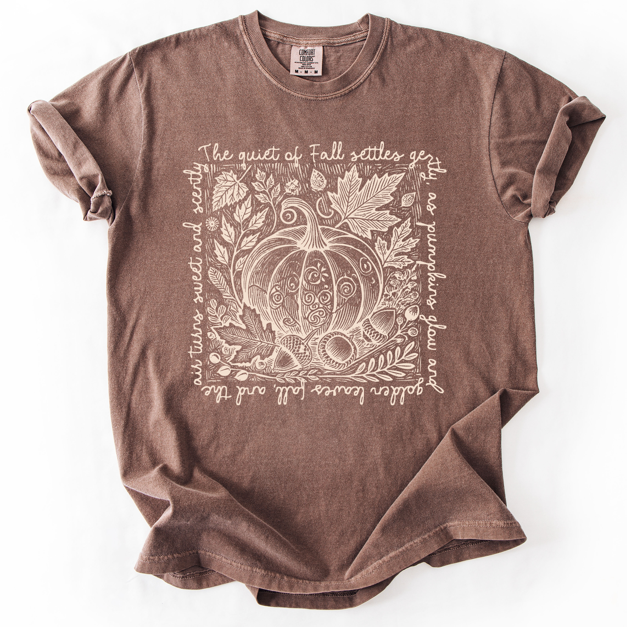 Fall Harvest Market Checkered Pumpkin Autumn Minimalist Vintage Inspired Comfort Colors Tee