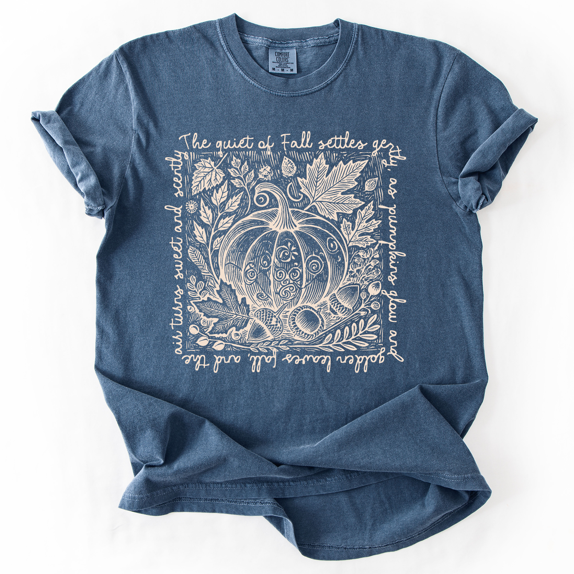 Fall Harvest Market Checkered Pumpkin Autumn Minimalist Vintage Inspired Comfort Colors Tee