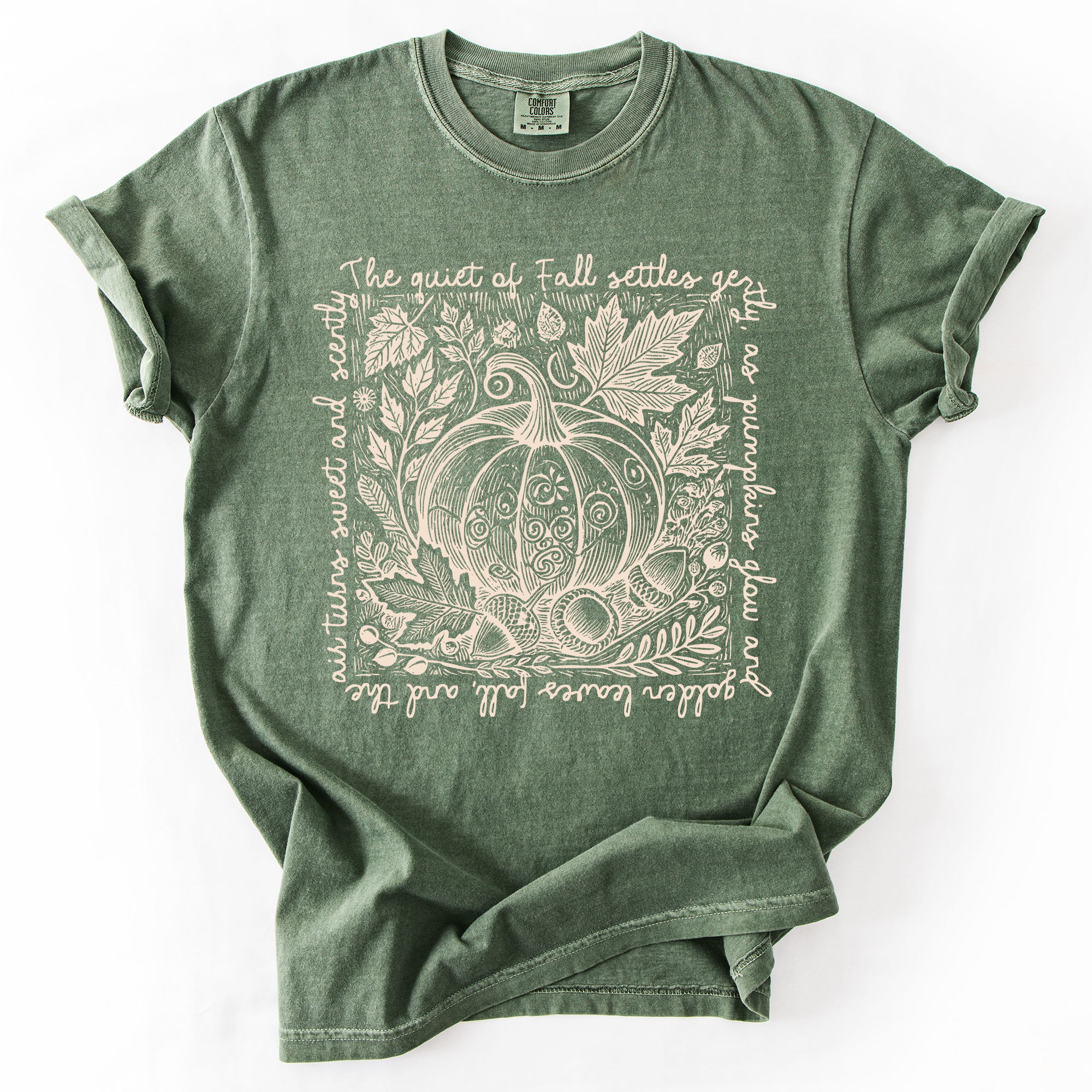 Fall Harvest Market Checkered Pumpkin Autumn Minimalist Vintage Inspired Comfort Colors Tee