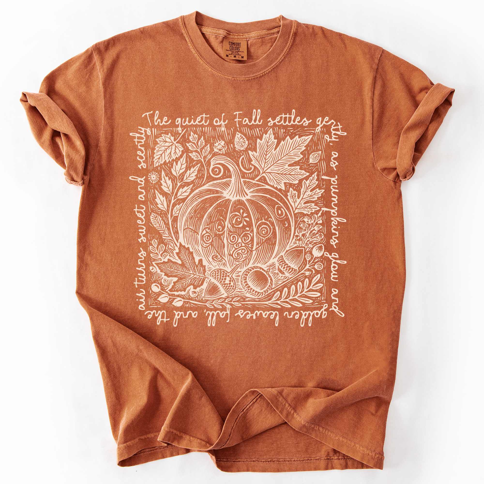 Fall Harvest Market Checkered Pumpkin Autumn Minimalist Vintage Inspired Comfort Colors Tee