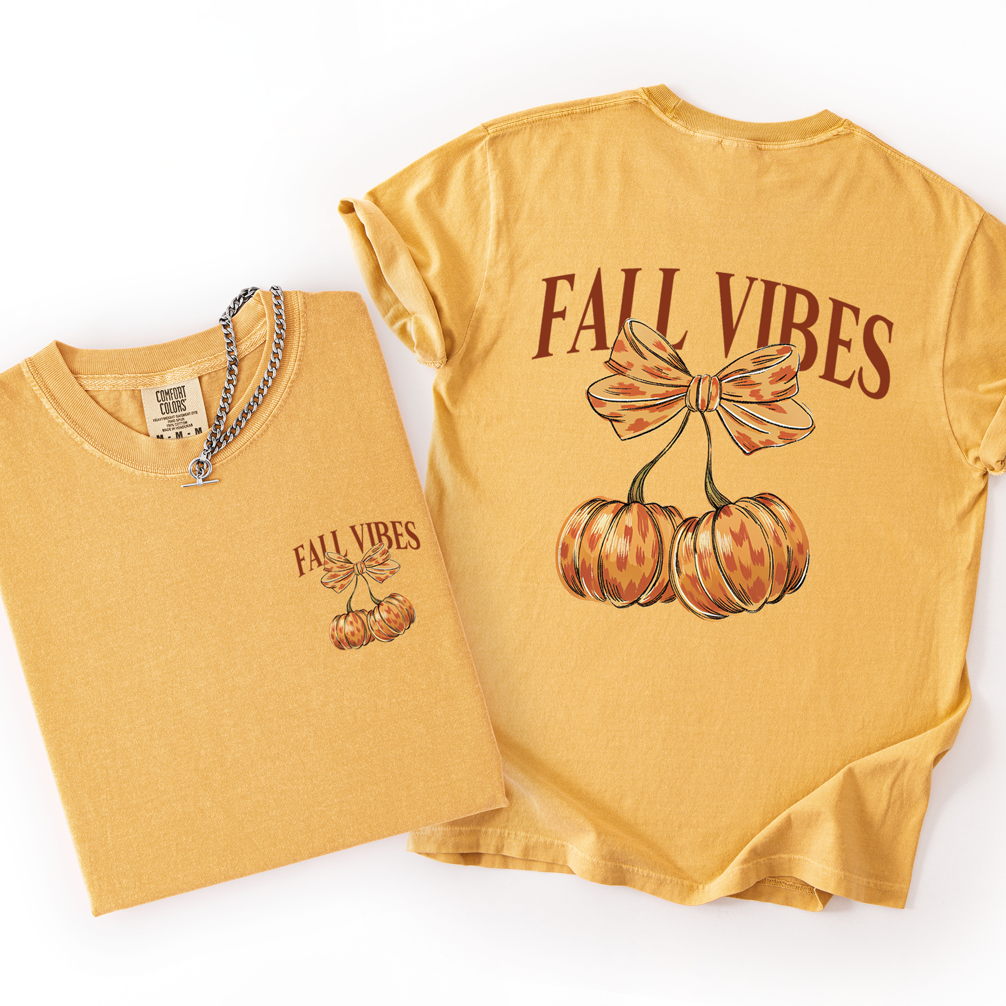 Fall Vibes Pumpkins Cherry Autumn Halloween Vintage Inspired Premium Comfort Colors Tee