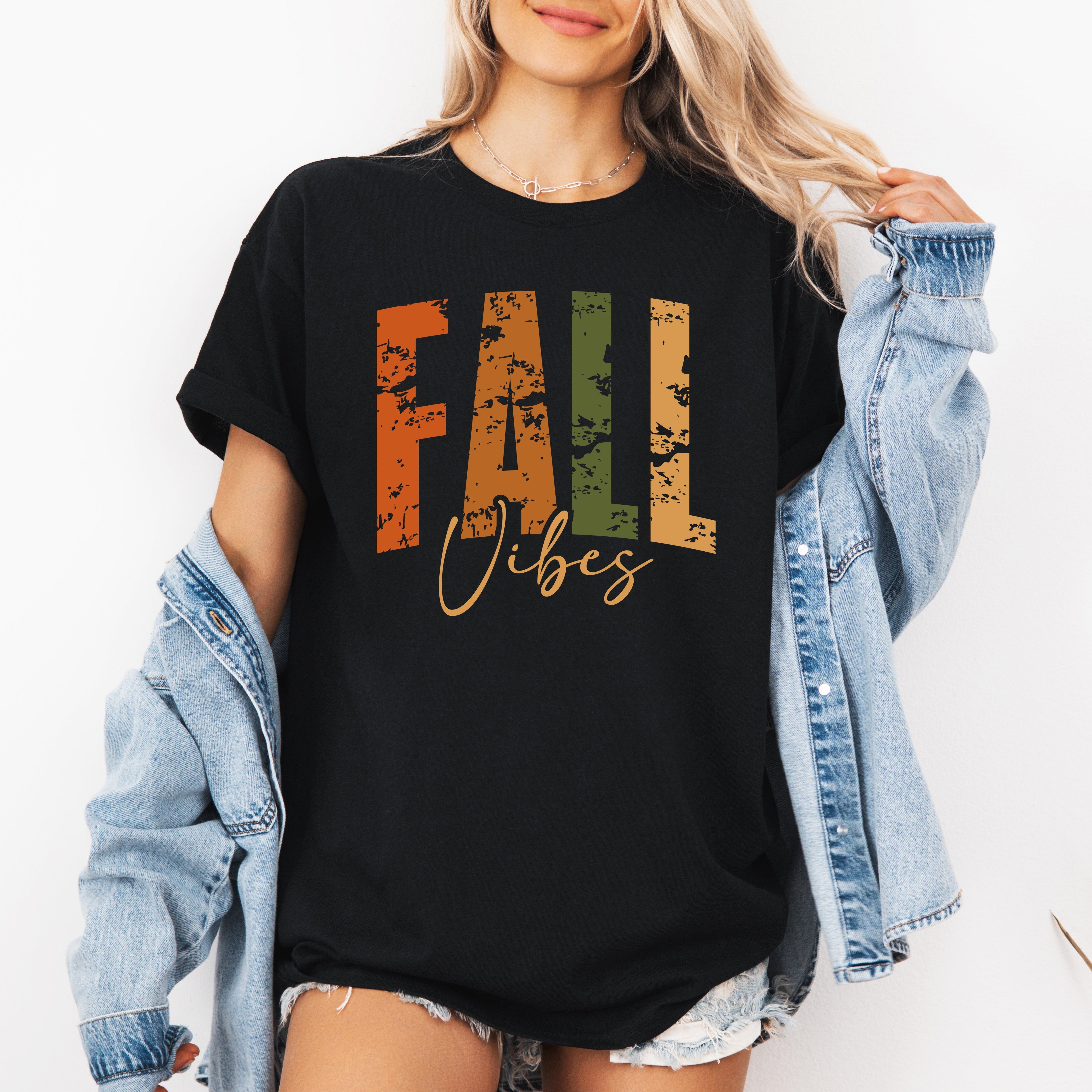 Fall Vibes Retro Varsity Pumpkin Harvest Autumn Nights Charm Cozy Fall Print Graphic Tee