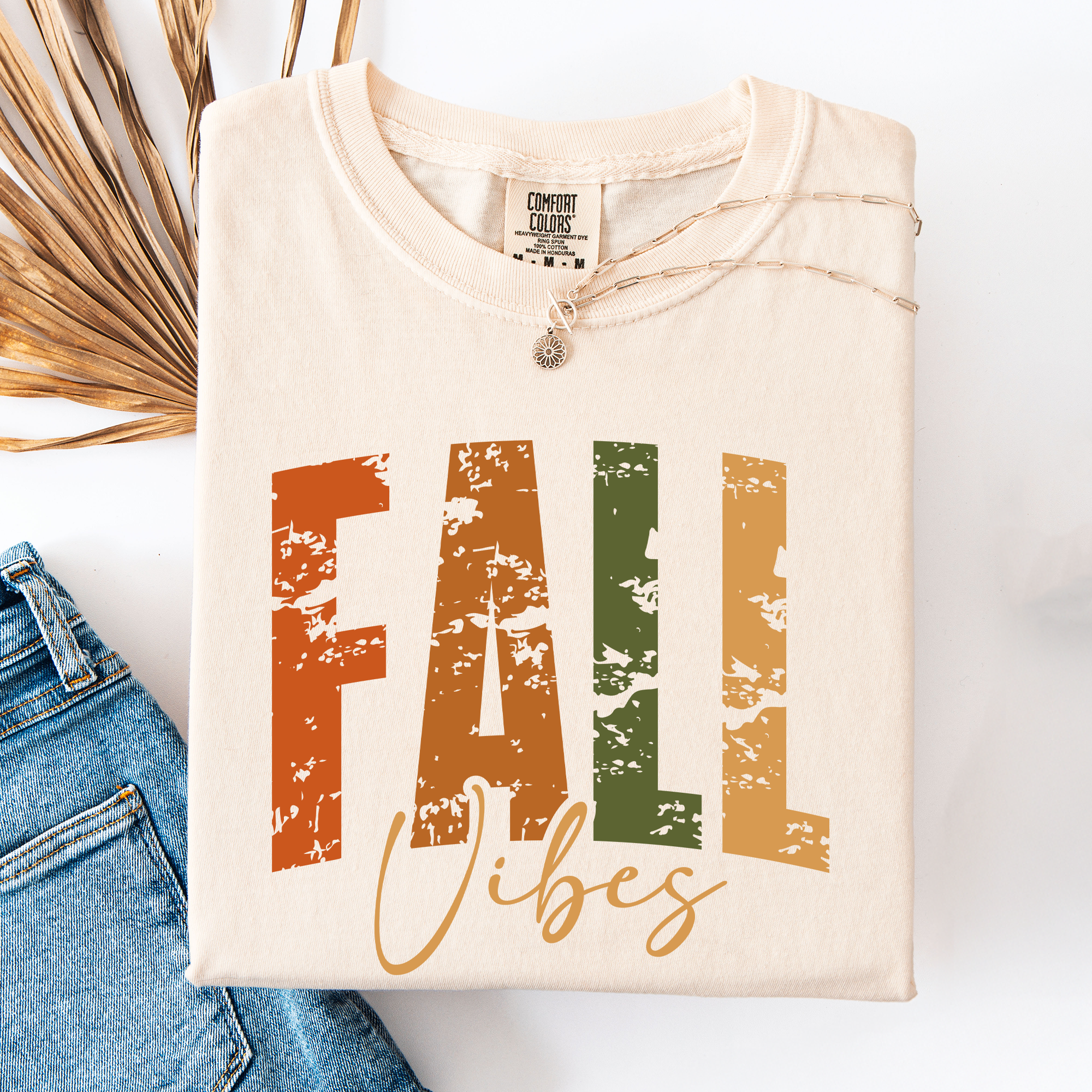 Fall Vibes, Retro Varsity Autumn Pumpkin Checkered Motif Vintage Inspired Comfort Colors Tee