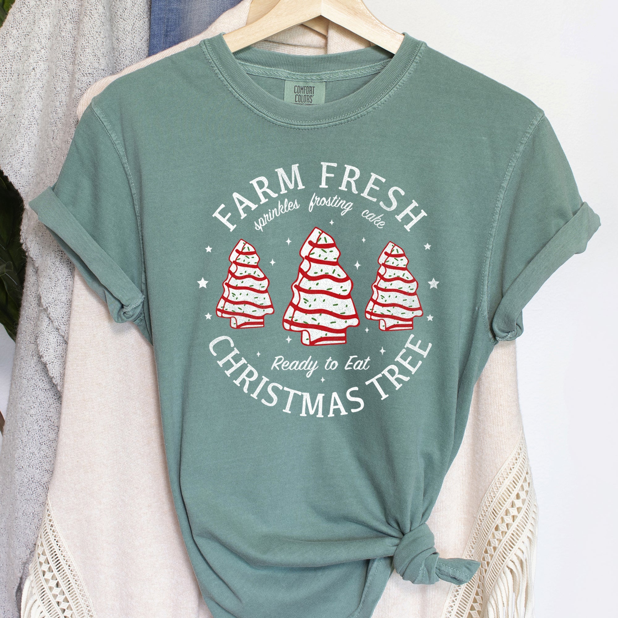 Farm Fresh Christmas Tree, Cakes, Little Debbit, Retro, Sweets Comfort Colors Tee