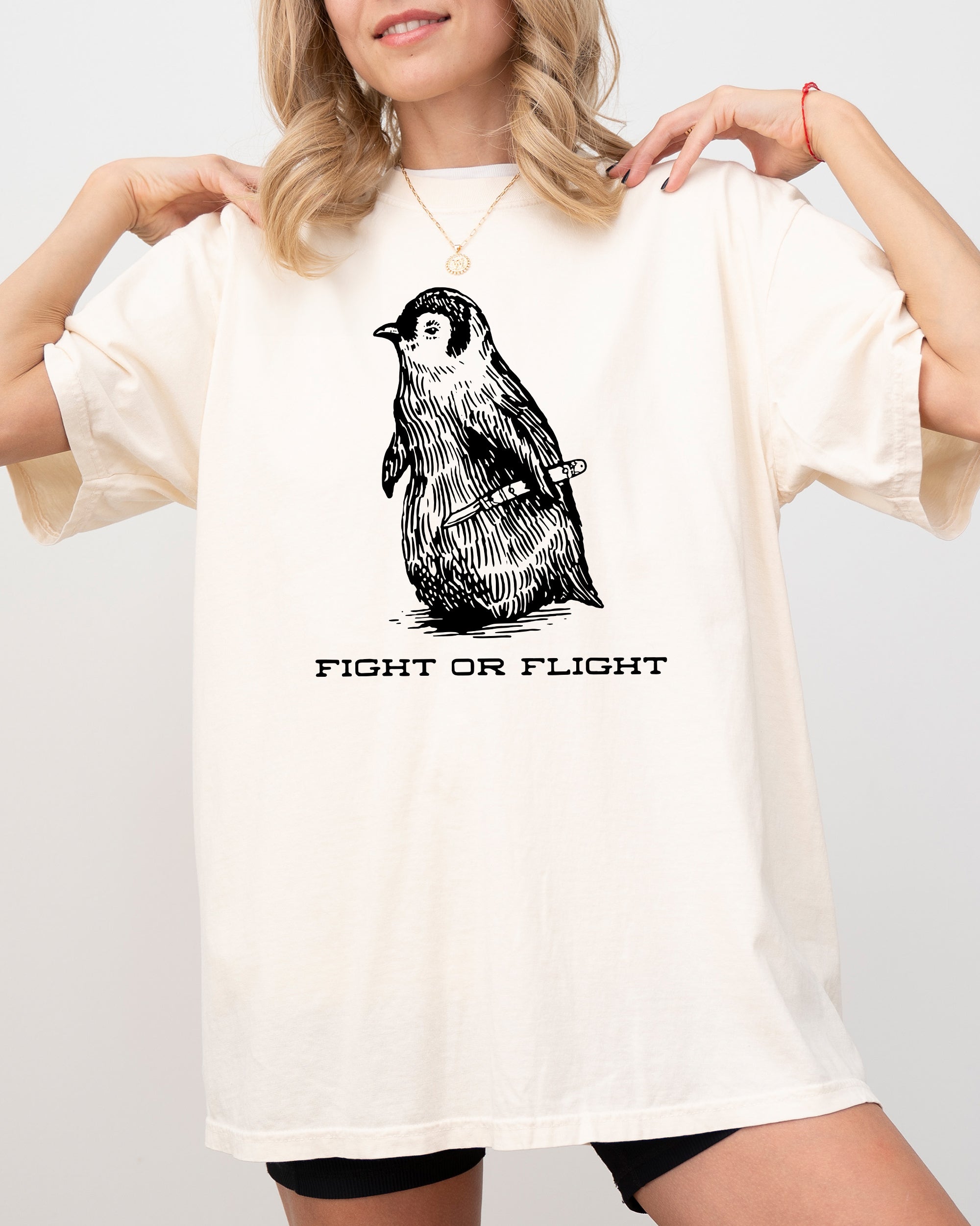 Fight For Flight Penguin Vintage Style Illustration Bird Shirt Comfort Colors Tee