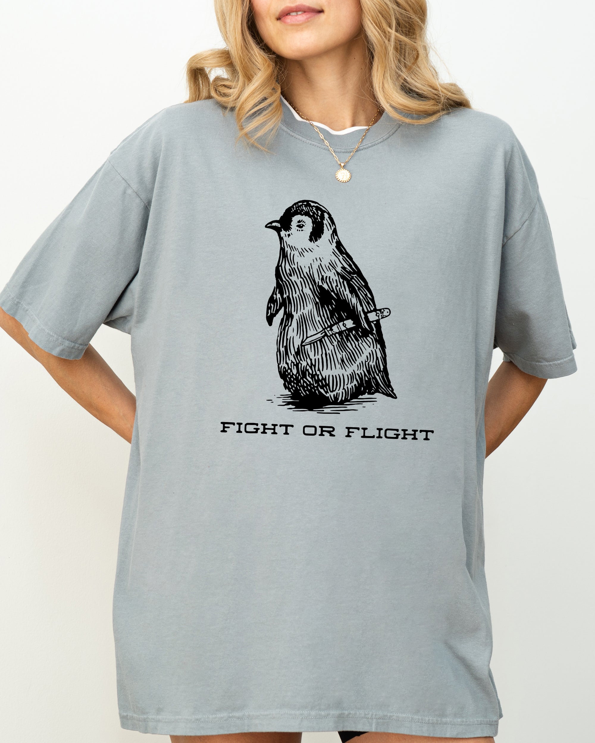 Fight For Flight Penguin Vintage Style Illustration Bird Shirt Comfort Colors Tee