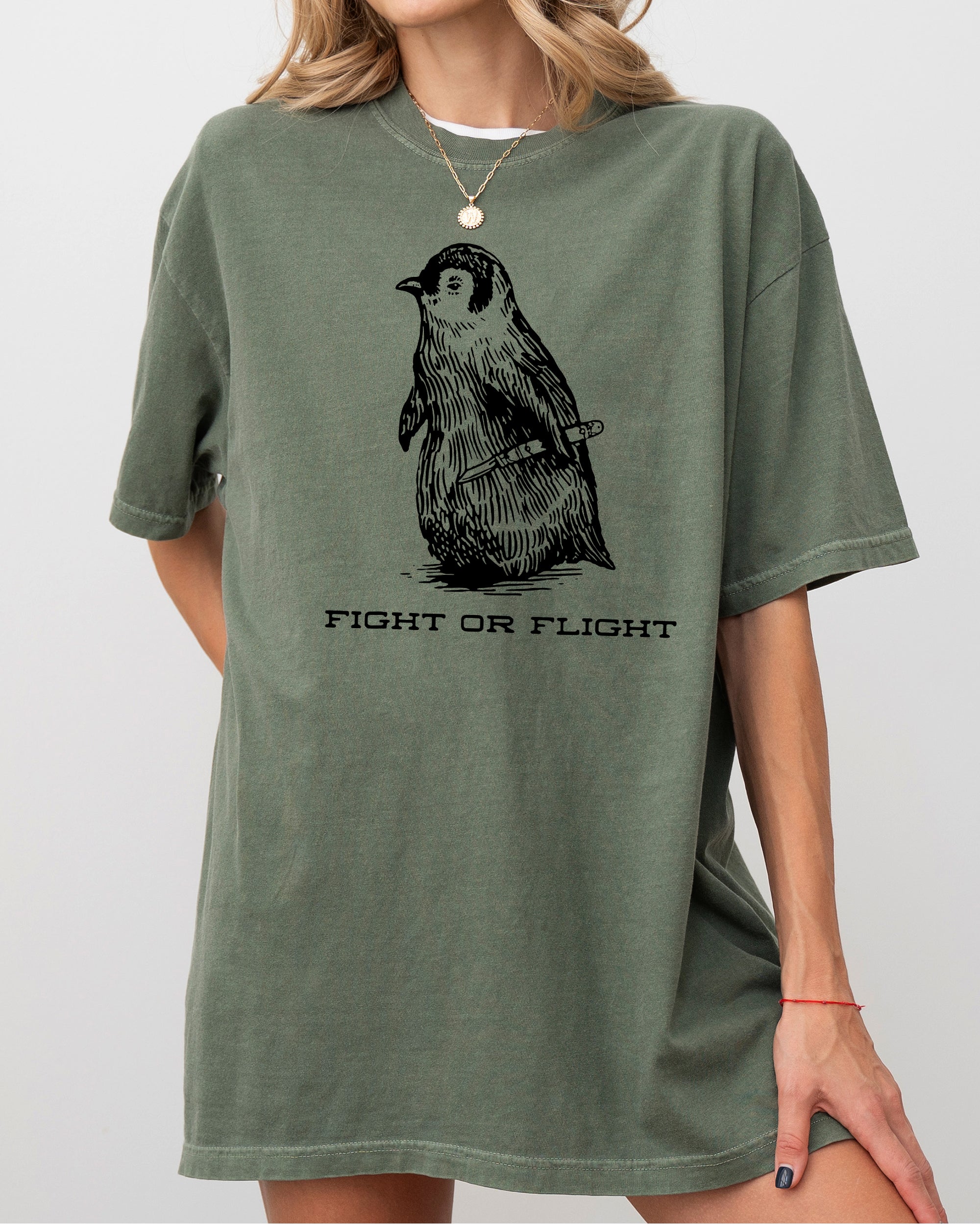 Fight For Flight Penguin Vintage Style Illustration Bird Shirt Comfort Colors Tee