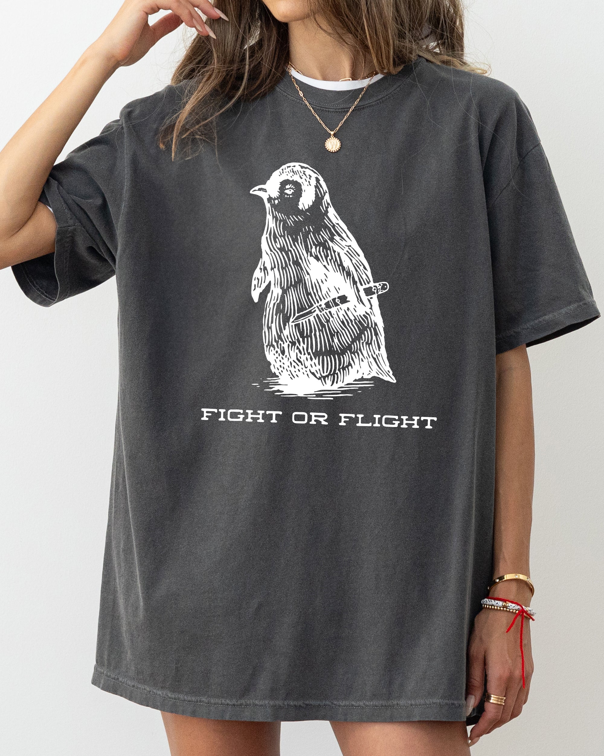 Fight For Flight Penguin Vintage Style Illustration Bird Shirt Comfort Colors Tee