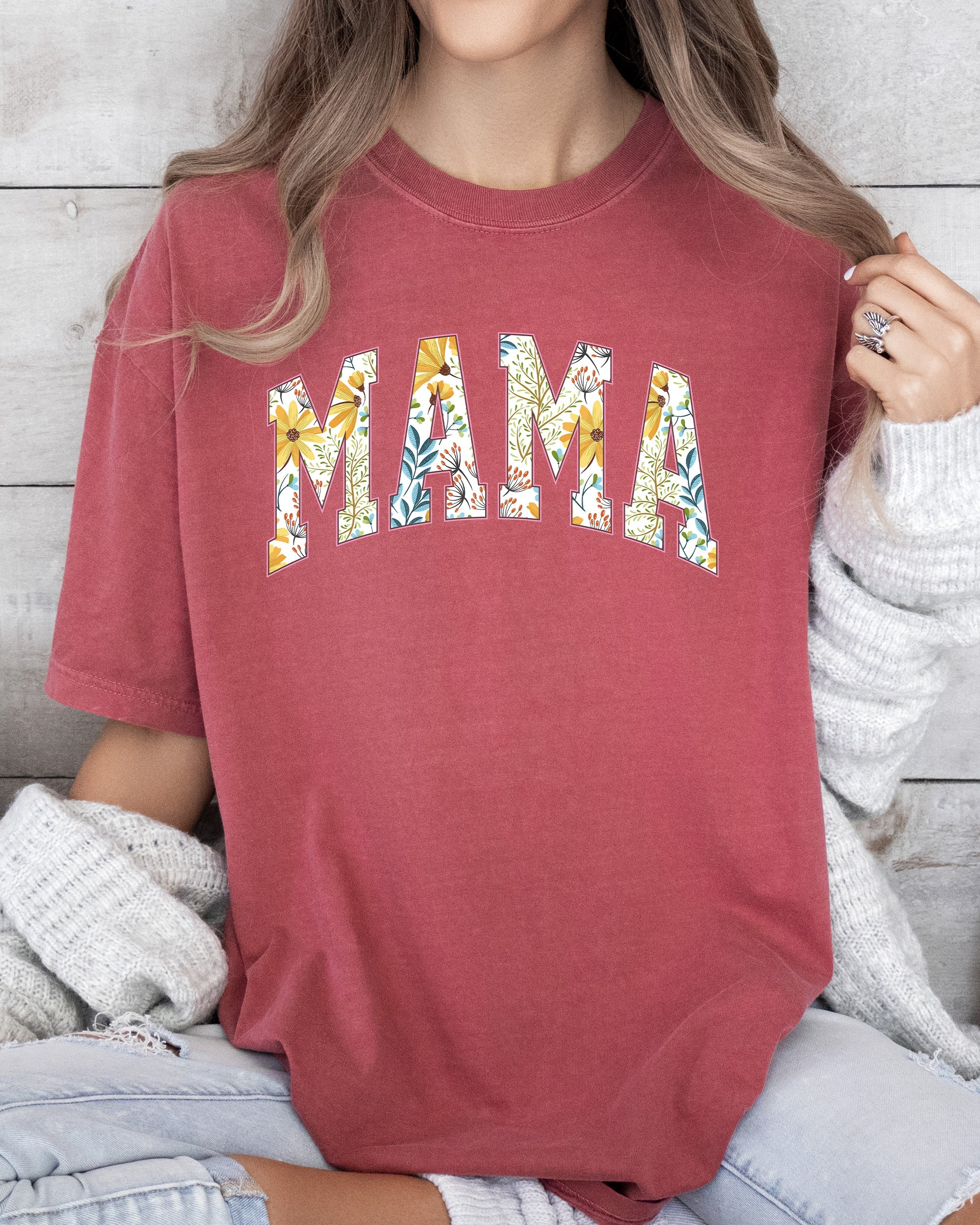 Floral Mama, Vintage Flowers, Gift for Mom, Summer, Botanical, Retro Floral Pattern Comfort Colors Tee