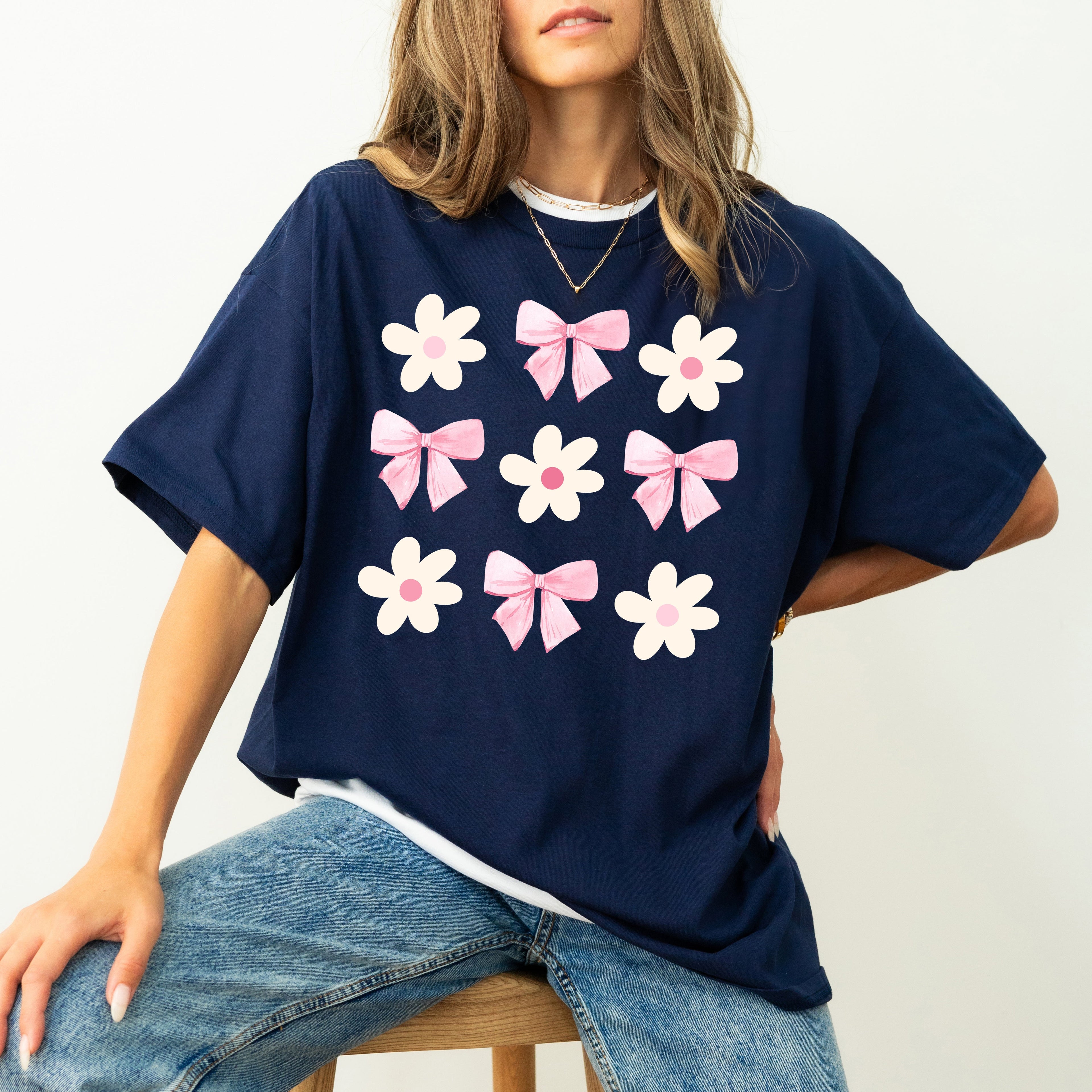 Flowers and Bows, Ribbons, Soft Girl, Coquette, Cute Vintage Inspired Comfort Colors Tee