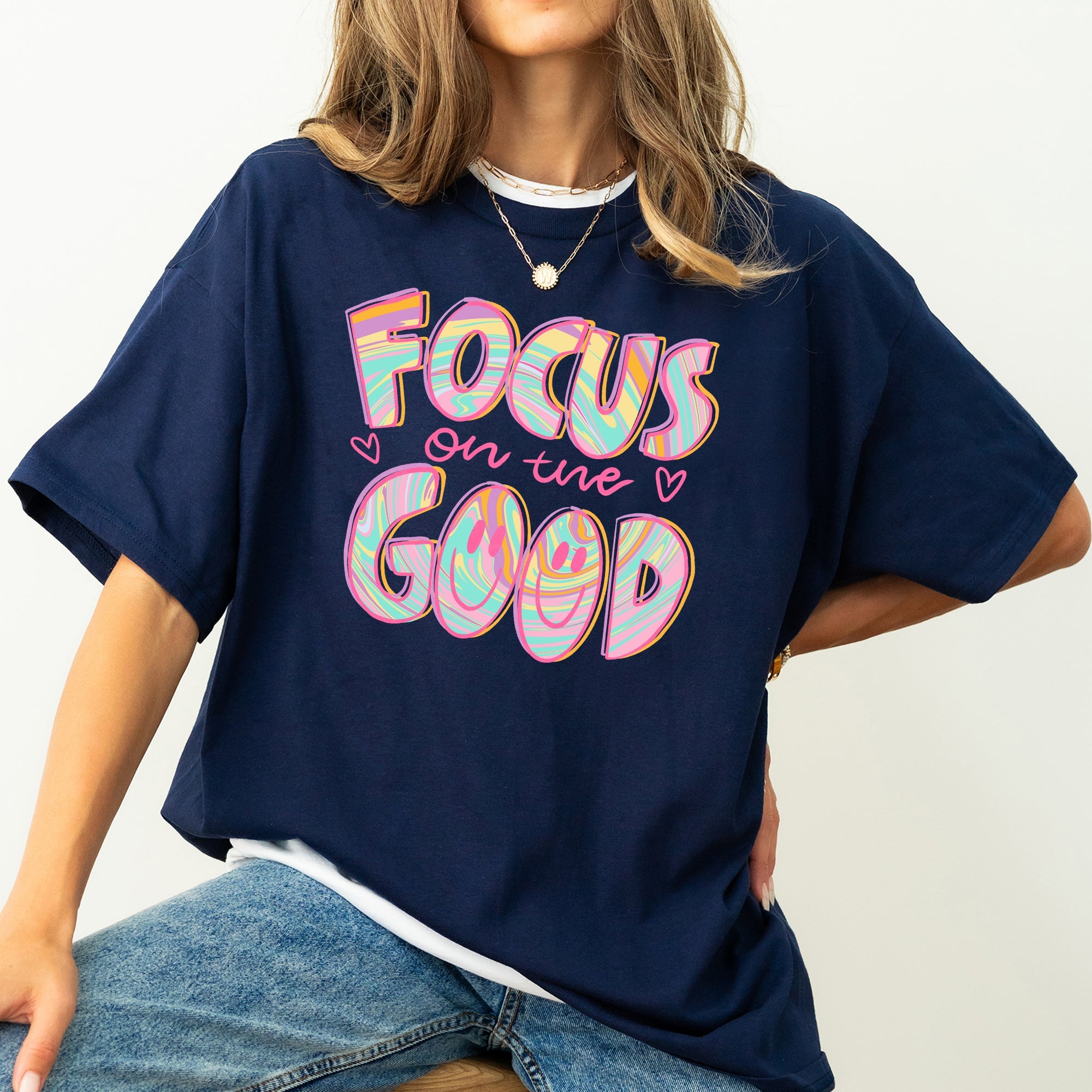 Focus On The Good Retro Groovy Positivity Mental Health Vibes For Everyday Mindset Uplift Comfort Colors Tee