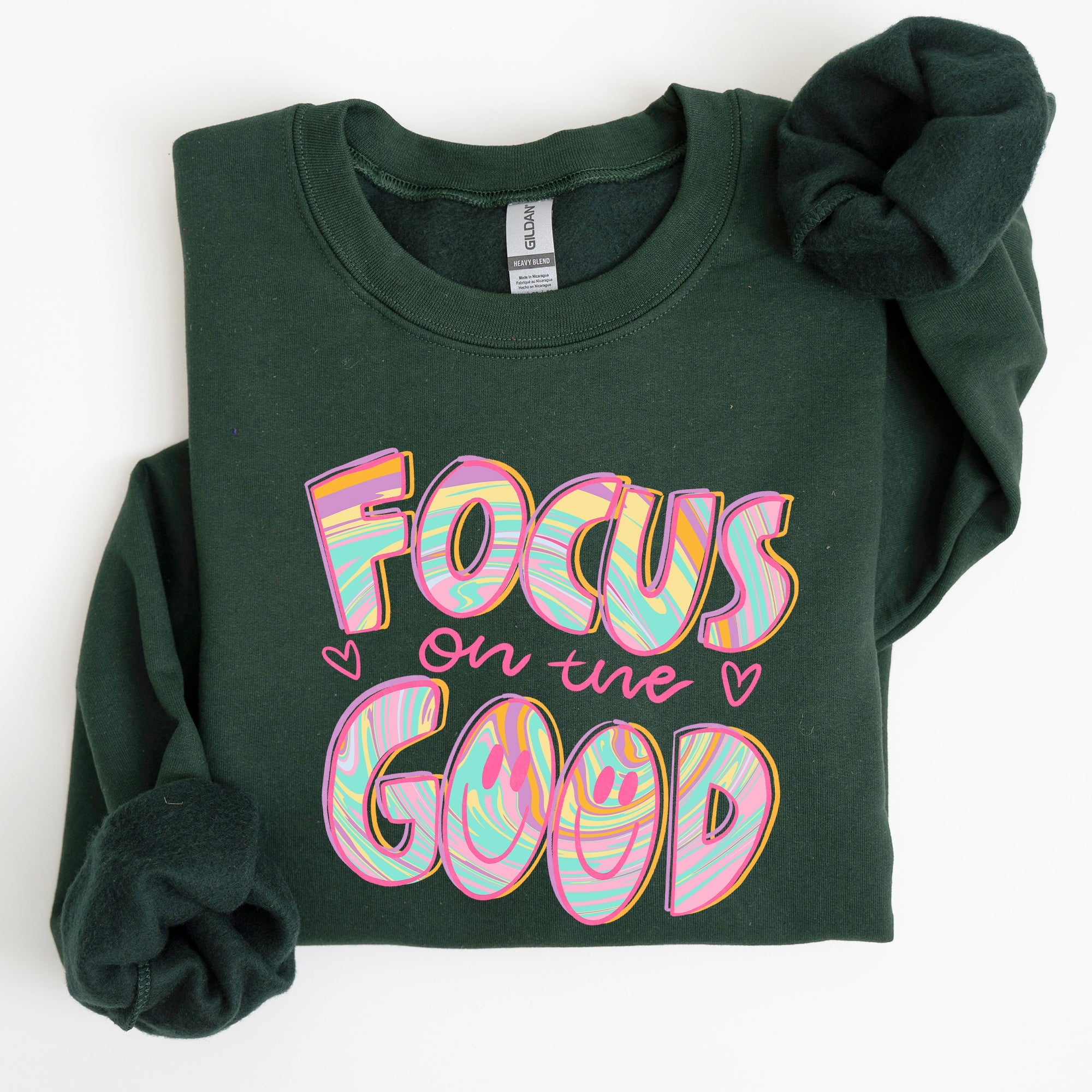 Focus On The Good Retro Groovy Positivity Mental Health Awareness And Positive Vibes Sweatshirt