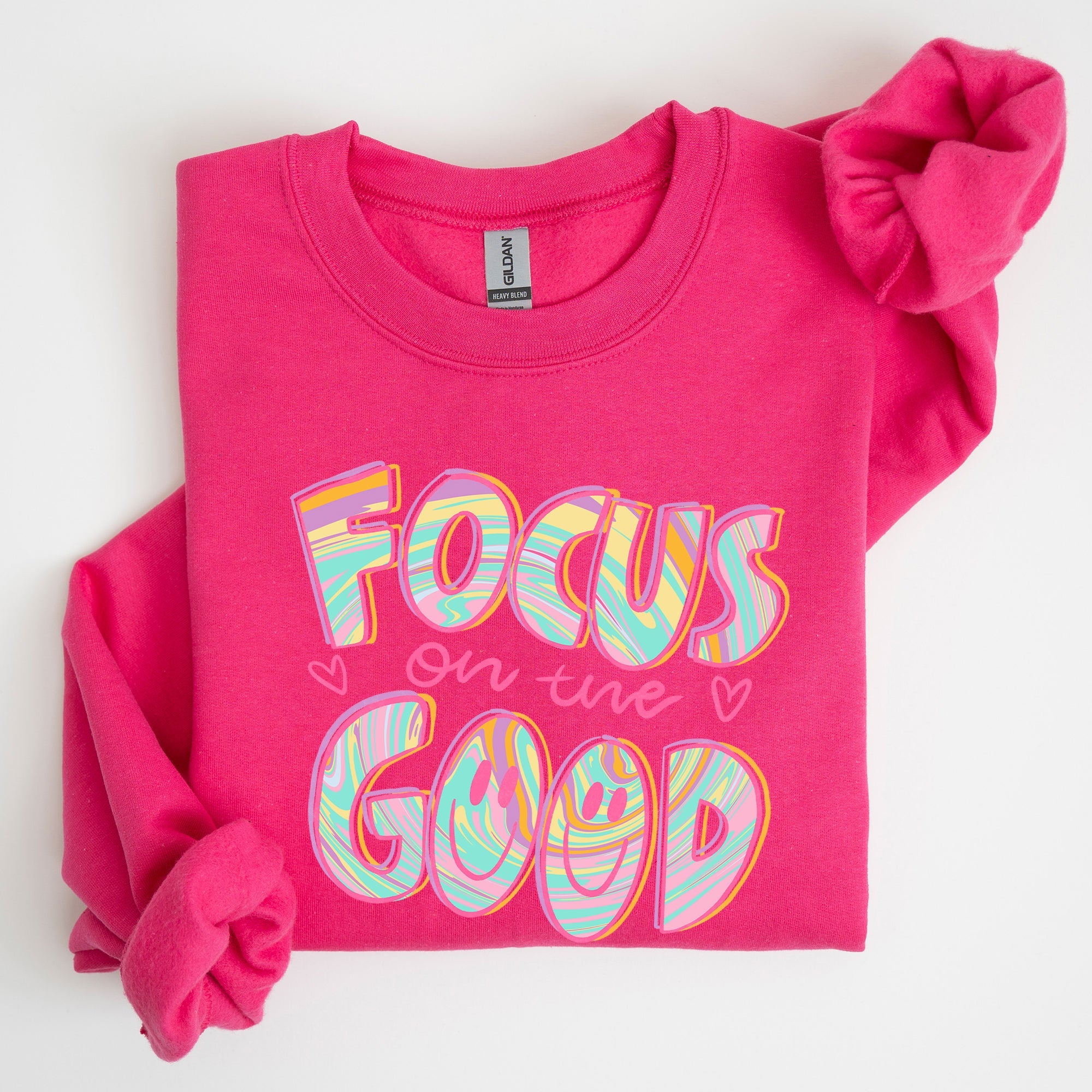 Focus On The Good Retro Groovy Positivity Mental Health Awareness And Positive Vibes Sweatshirt