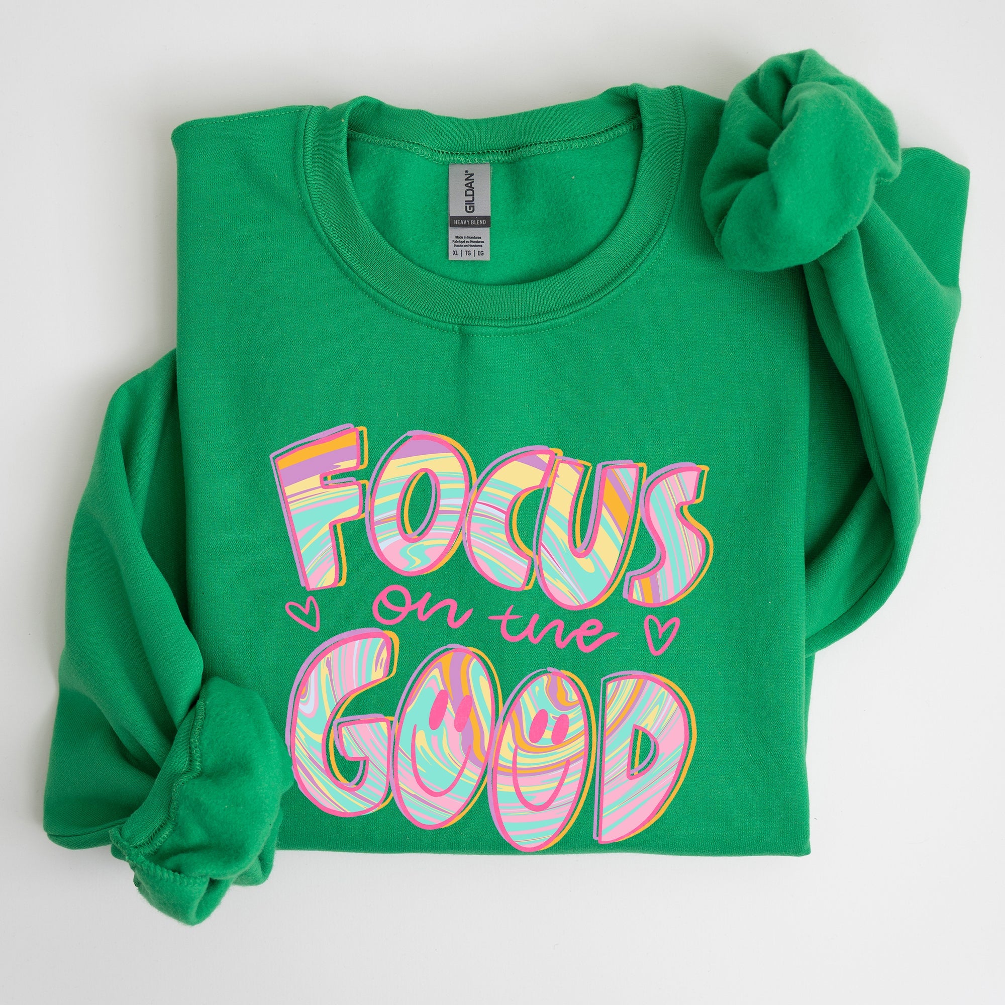 Focus On The Good Retro Groovy Positivity Mental Health Awareness And Positive Vibes Sweatshirt